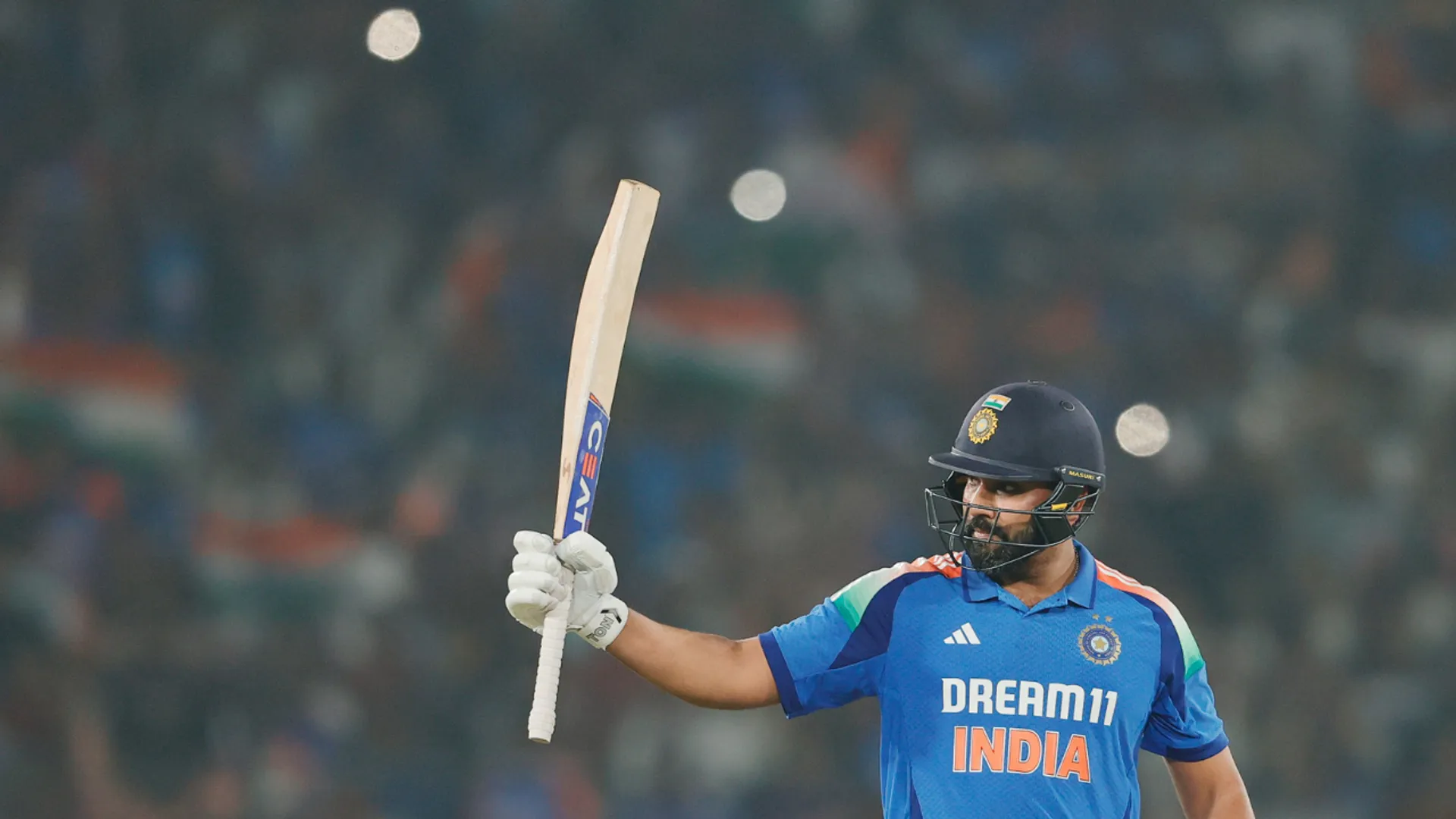Rohit celebrates his century