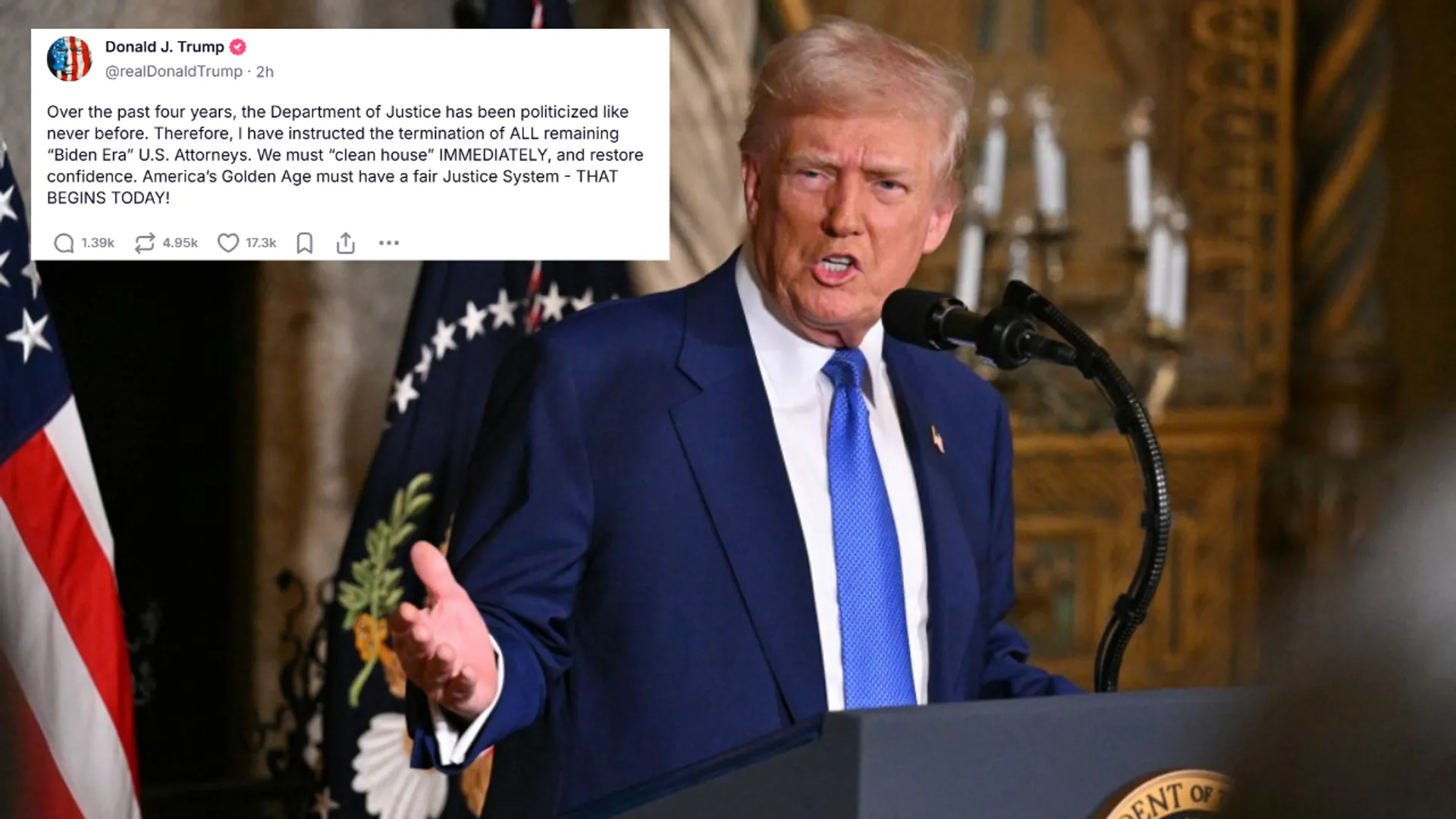 Trump orders firing of all Biden-era US attorneys in major Justice Department shakeup