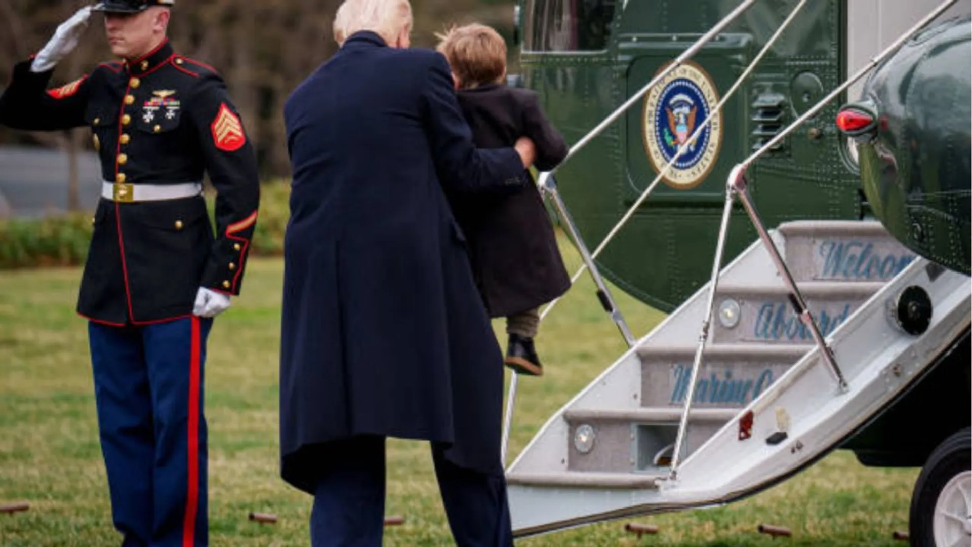 President Trump helping Elon Musk's son