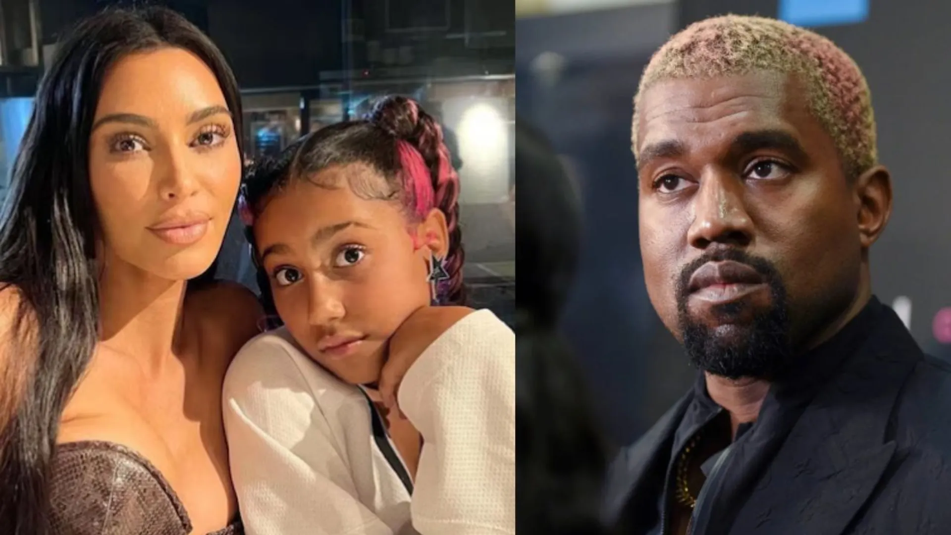 Kim Kardashian with daughter North and Kanye West