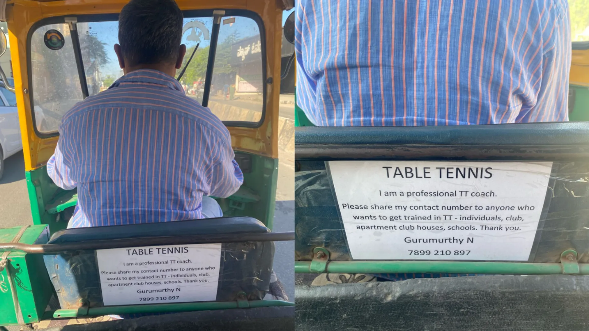 In her LinkedIn post Gayatri Gopakumar shared a picture of a poster displayed behind Bengaluru's auto driver Gurumurthy’s seat