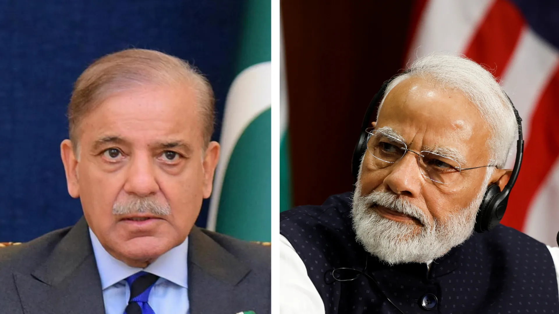 Pakistan Prime Minister Shehbaz Sharif and Indian Prime Minister Narendra Modi