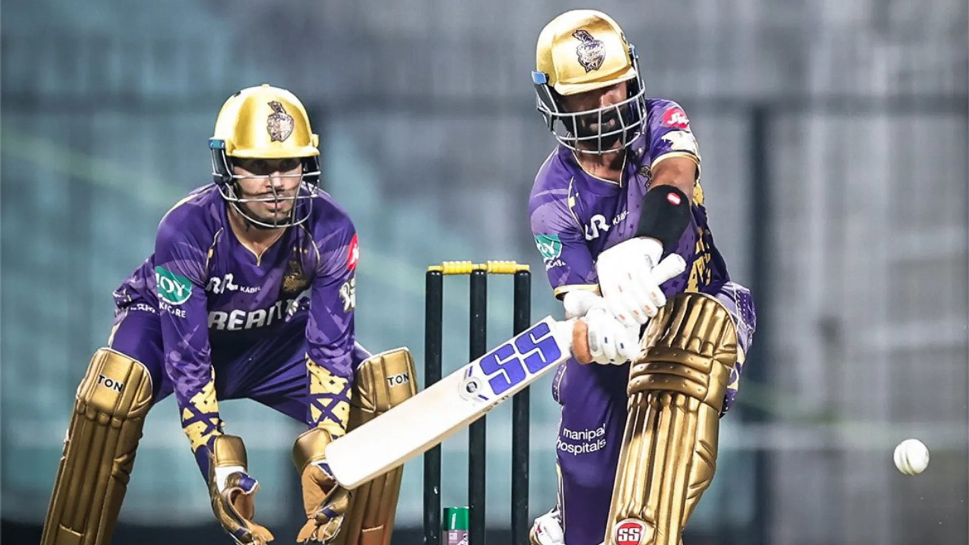 KKR players take part in a training session