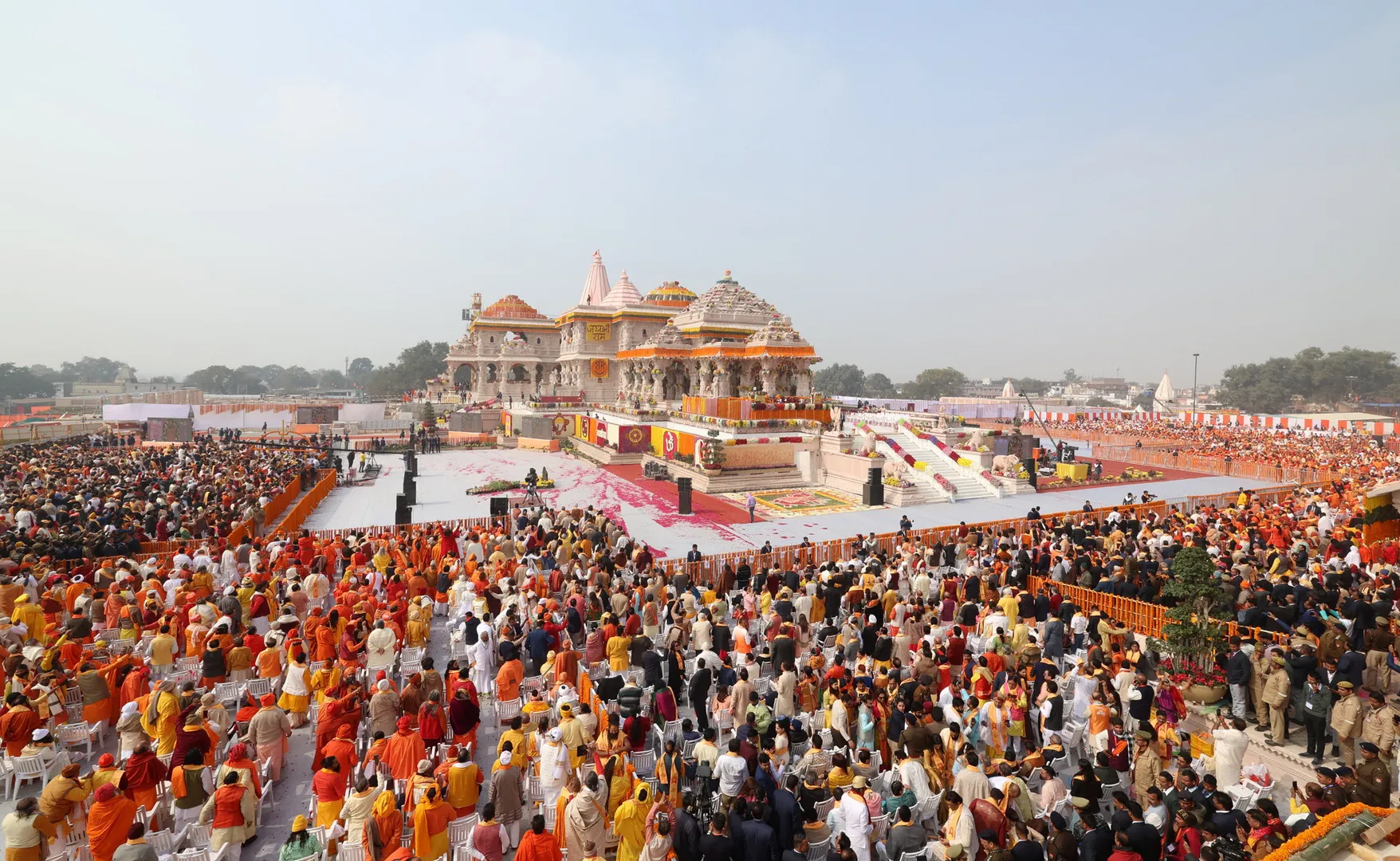 A view during the opening of the grand temple of the Hindu god Lord Ram in Ayodhya