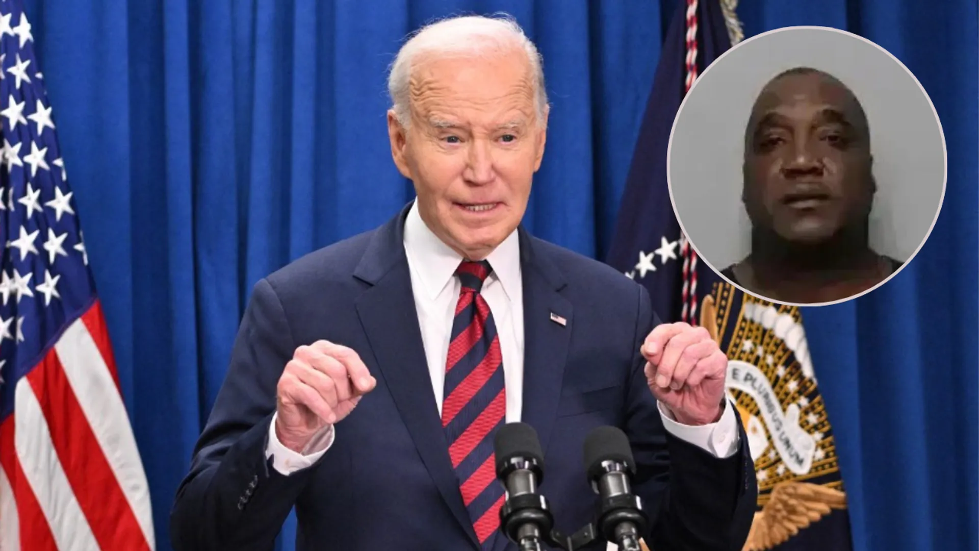 Former US president Joe Biden. Inset: Willie Frank Peterson