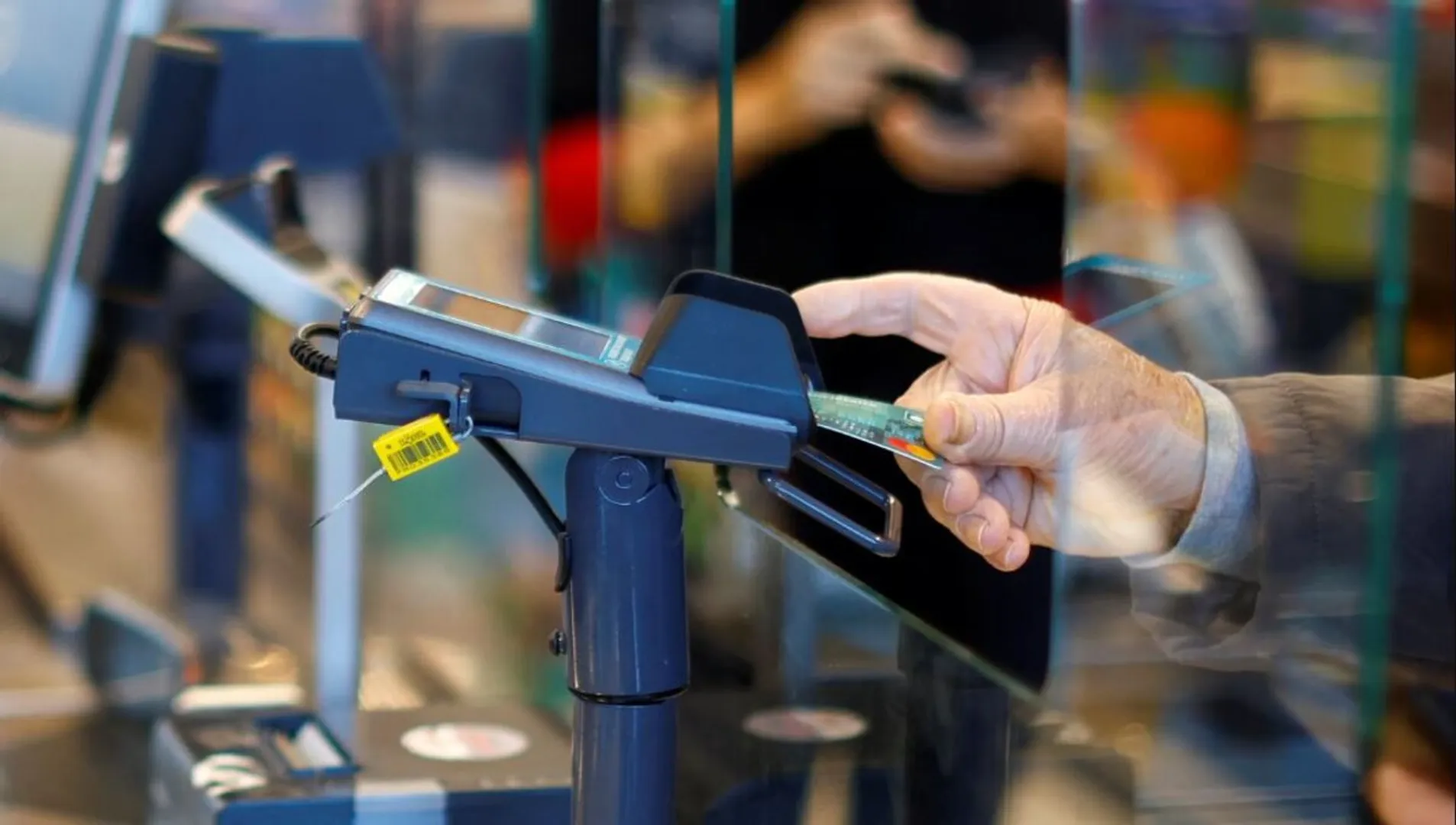 A customer uses a credit card.