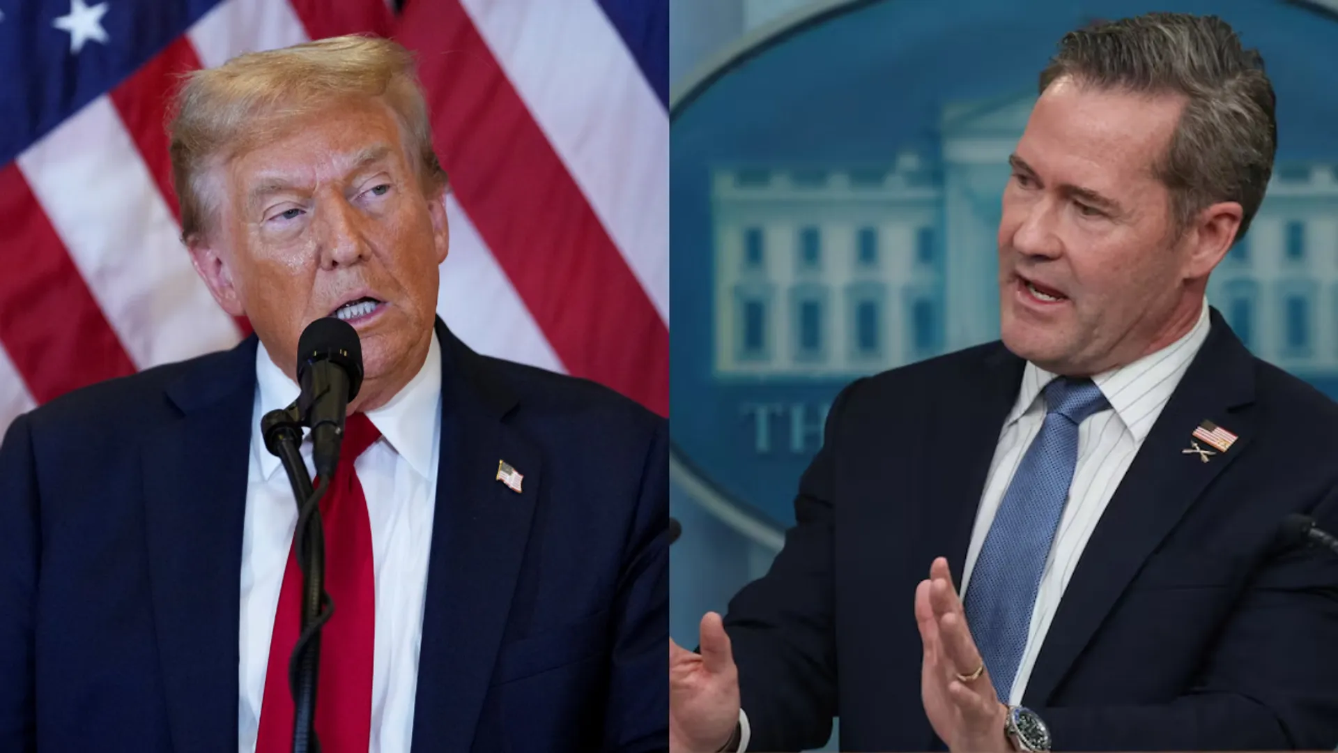 File Photo: Donald Trump (L) and Mike Waltz (R)