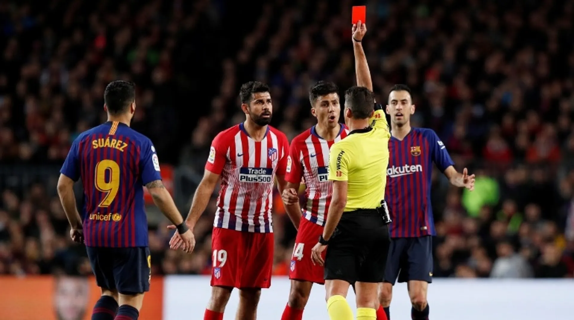 Barcelona also insulted referee, says Diego Simeone after Costa red card