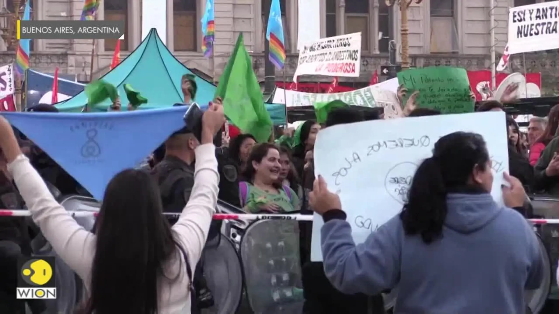 Protesters rally to demand the legalization of abortion in Argentina