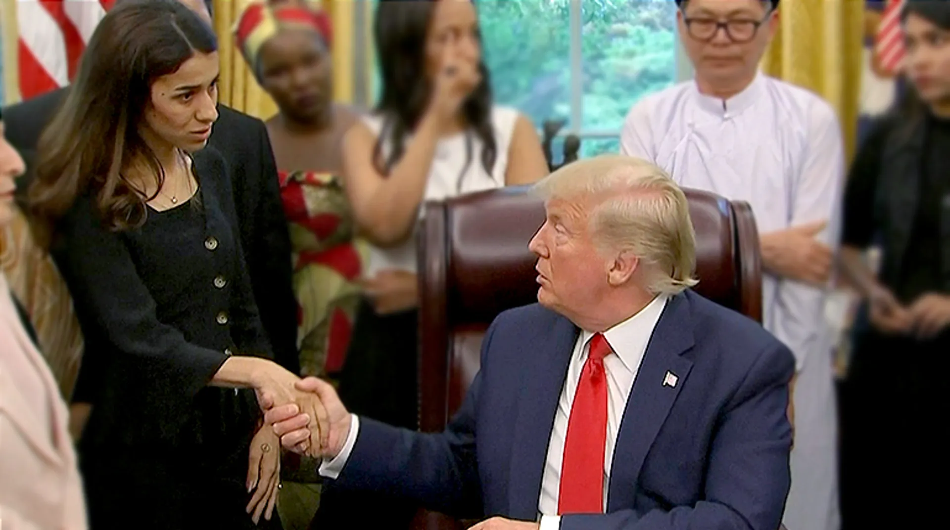 Nobel Prize winner Nadia Murad makes emotional appeal to President Trump