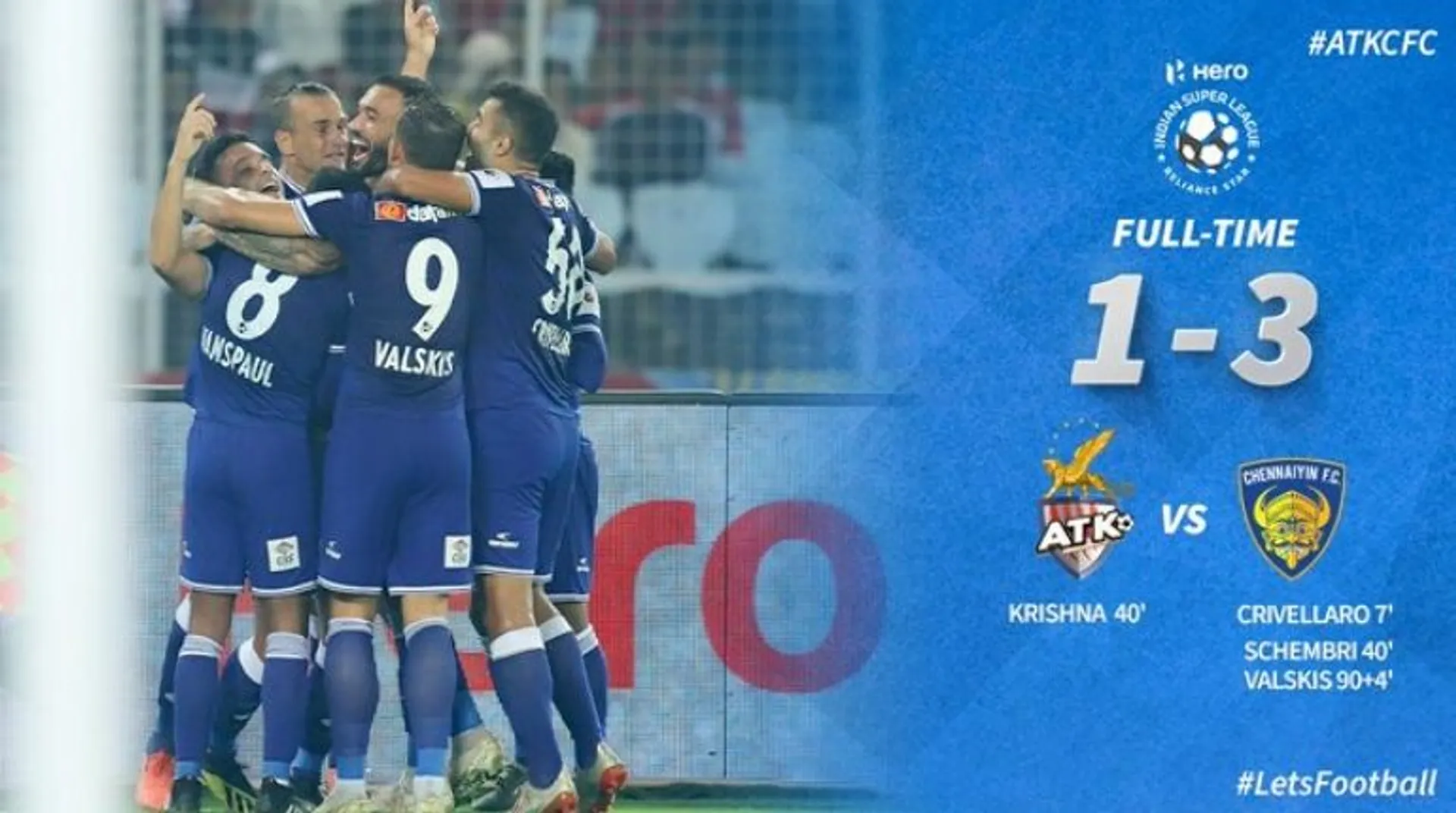 ISL: Chennaiyin FC crush ATK 3-1, keeps play-offs hope alive