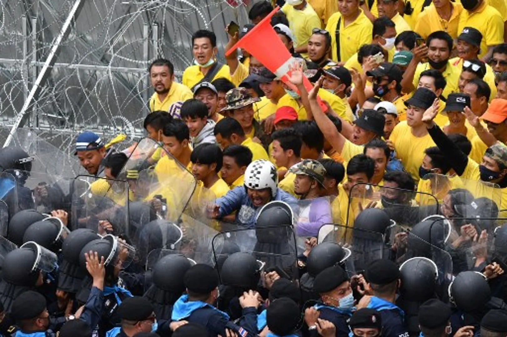 At least 55 injured as Thai anti-government protesters clash with police, royalists