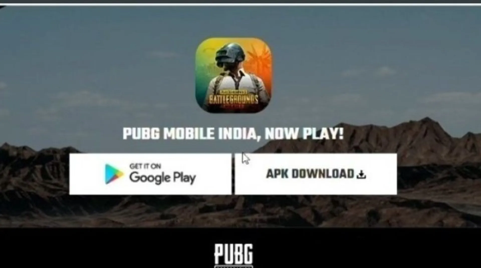 Brand new: PUBG Mobile India APK download link visible on official website