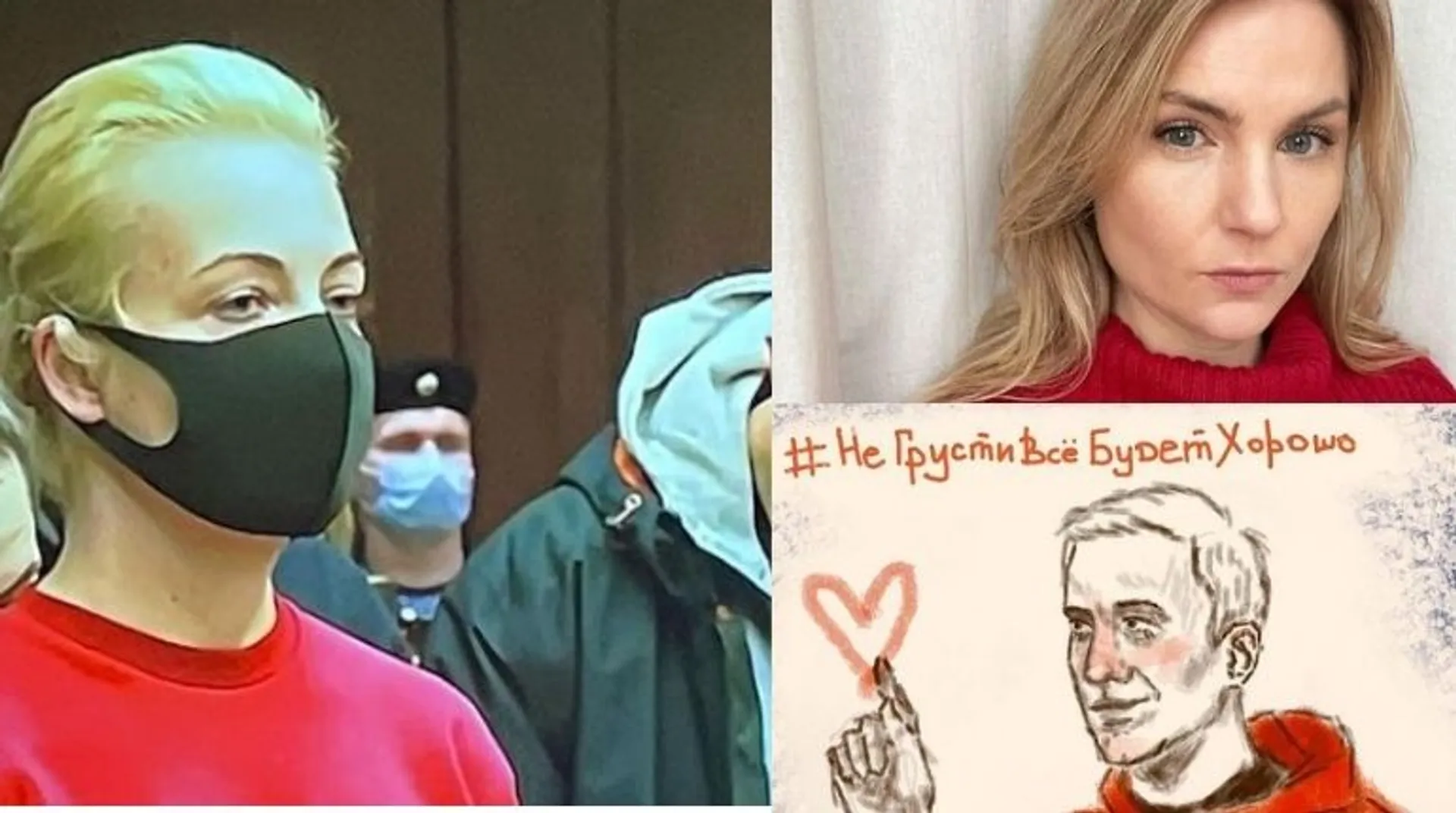 Russians share selfies in red to support Navalny's wife