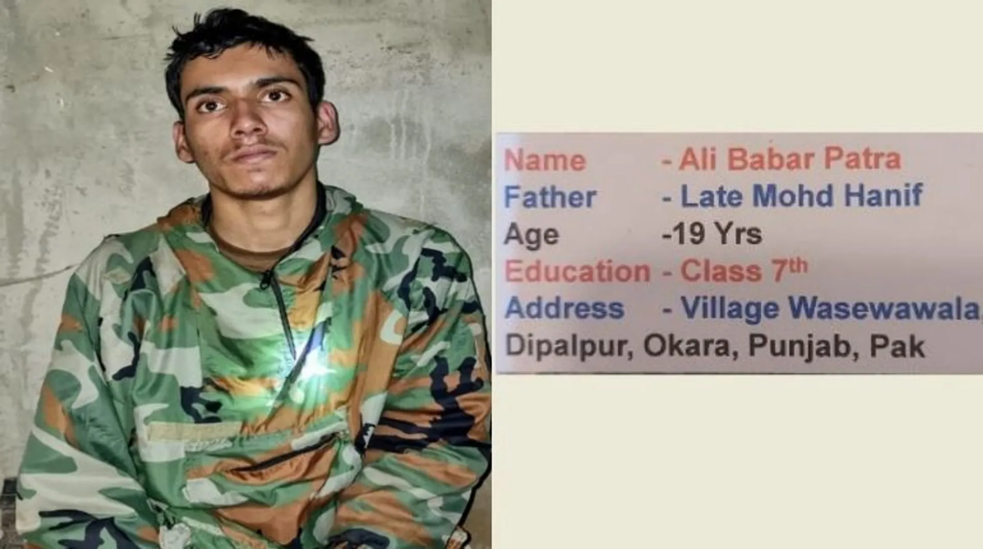 19-year-old Pakistani terrorist, Ali Babar Patra, surrendered in J&K