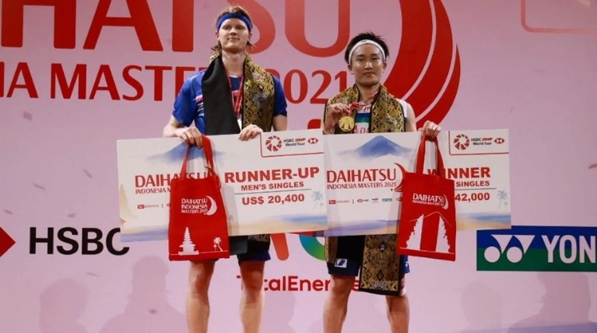 Indonesia Masters: Kento Momota clinches men's singles title after defeating Anders Antonsen