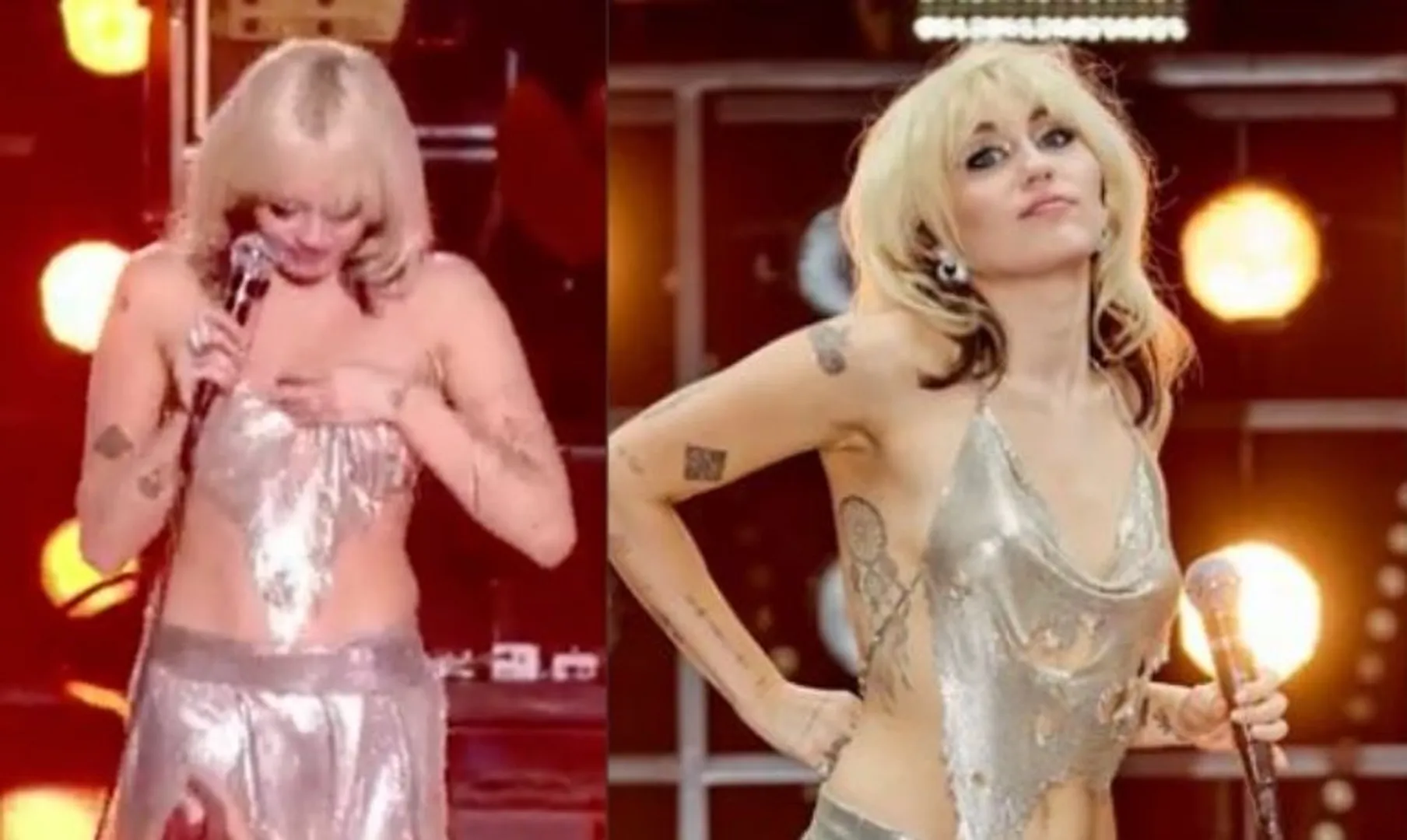Miley Cyrus suffers wardrobe malfunction during New Year's eve show, handles like a pro