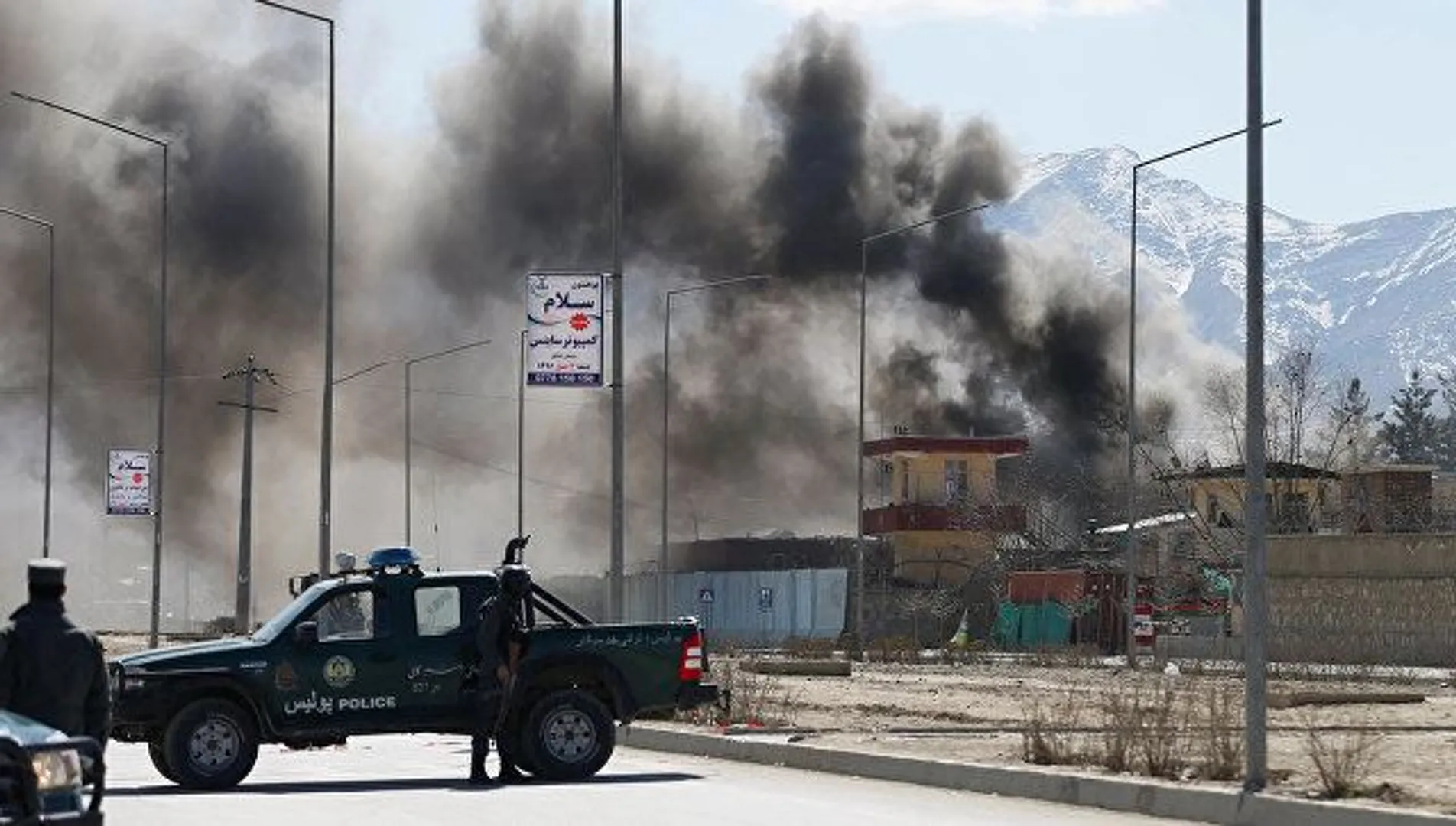 A blast rips through a minivan in the western Afghan city of Herat