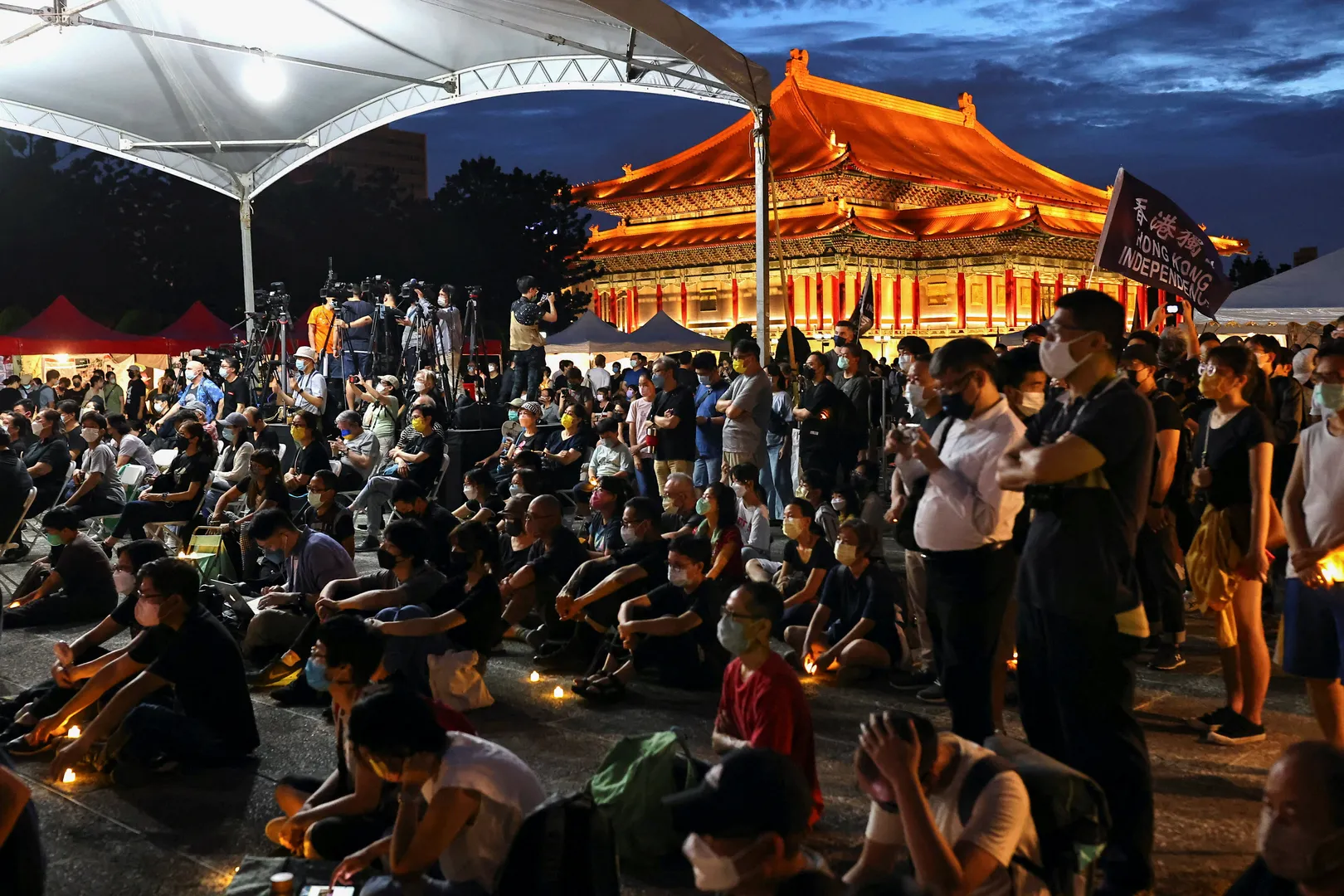 Hundreds gather in Taipei to commemorate Tiananmen Square Massacre as Hong Kong remains under tight vigil