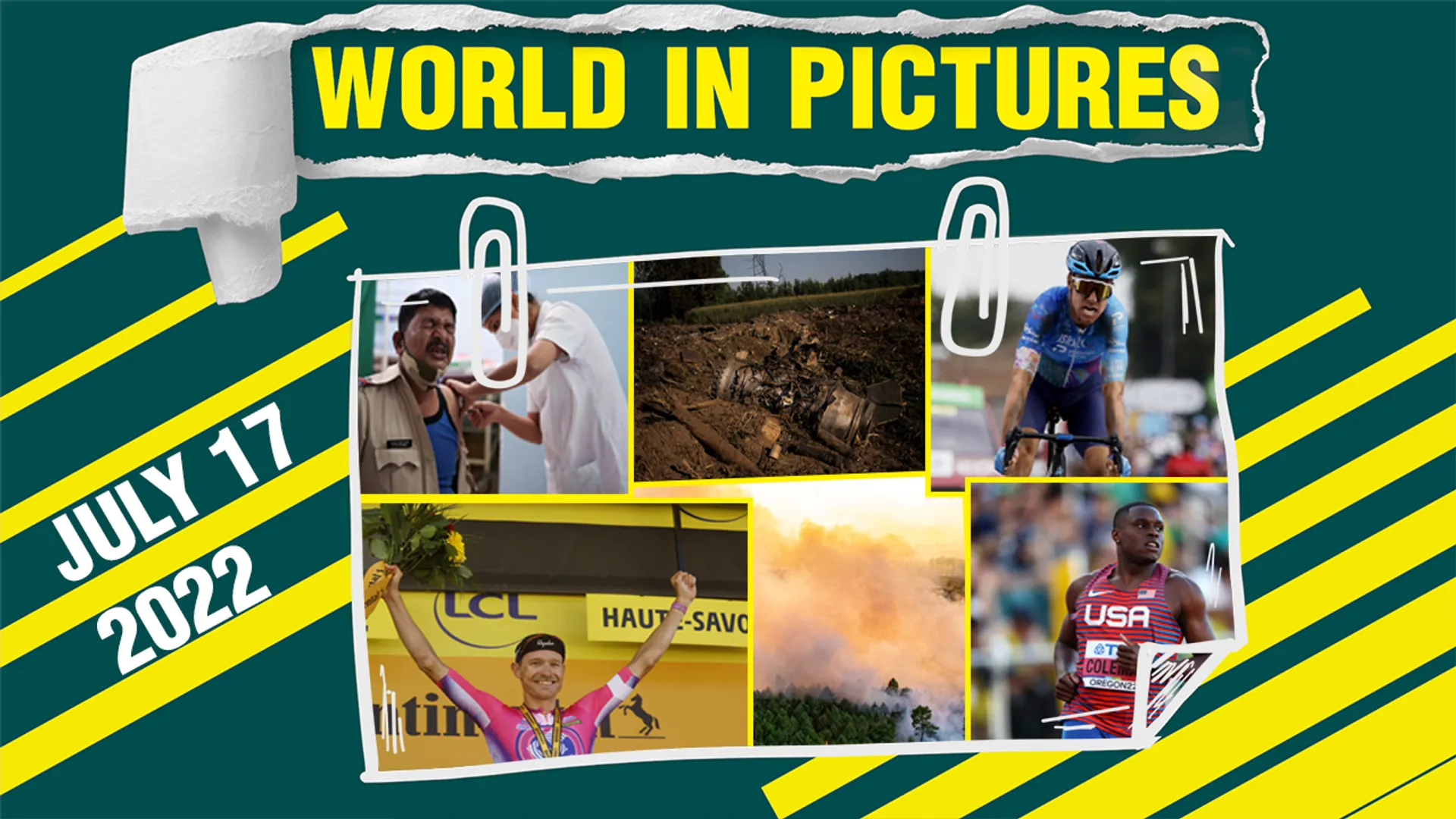 World in Pictures: Ukrainian cargo plane crashes in Greece; Spain, Portugal battle wildfires