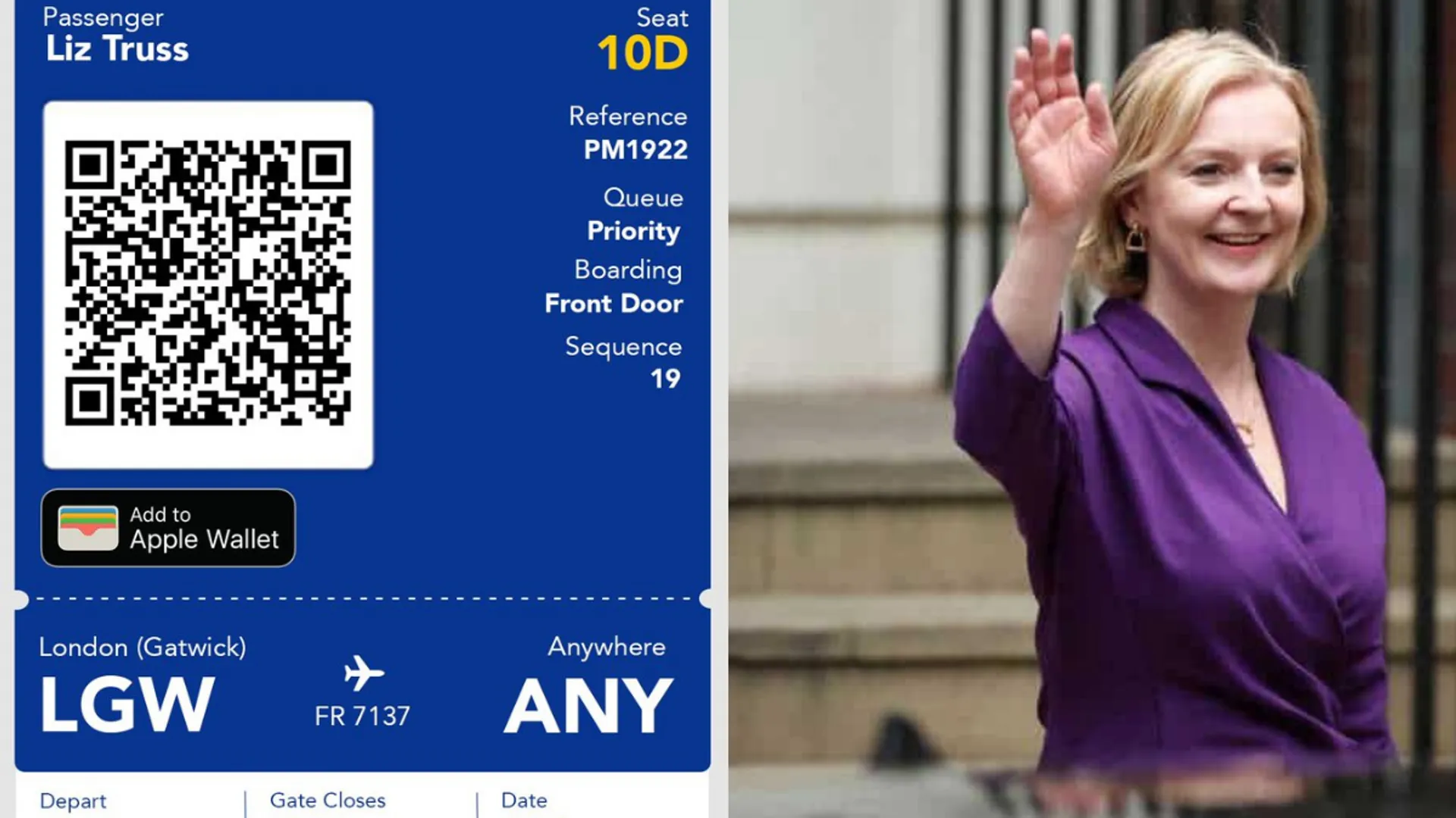 Irish airline Ryanair mocks Liz Truss with 'any' as destination after her resignationÂ 
