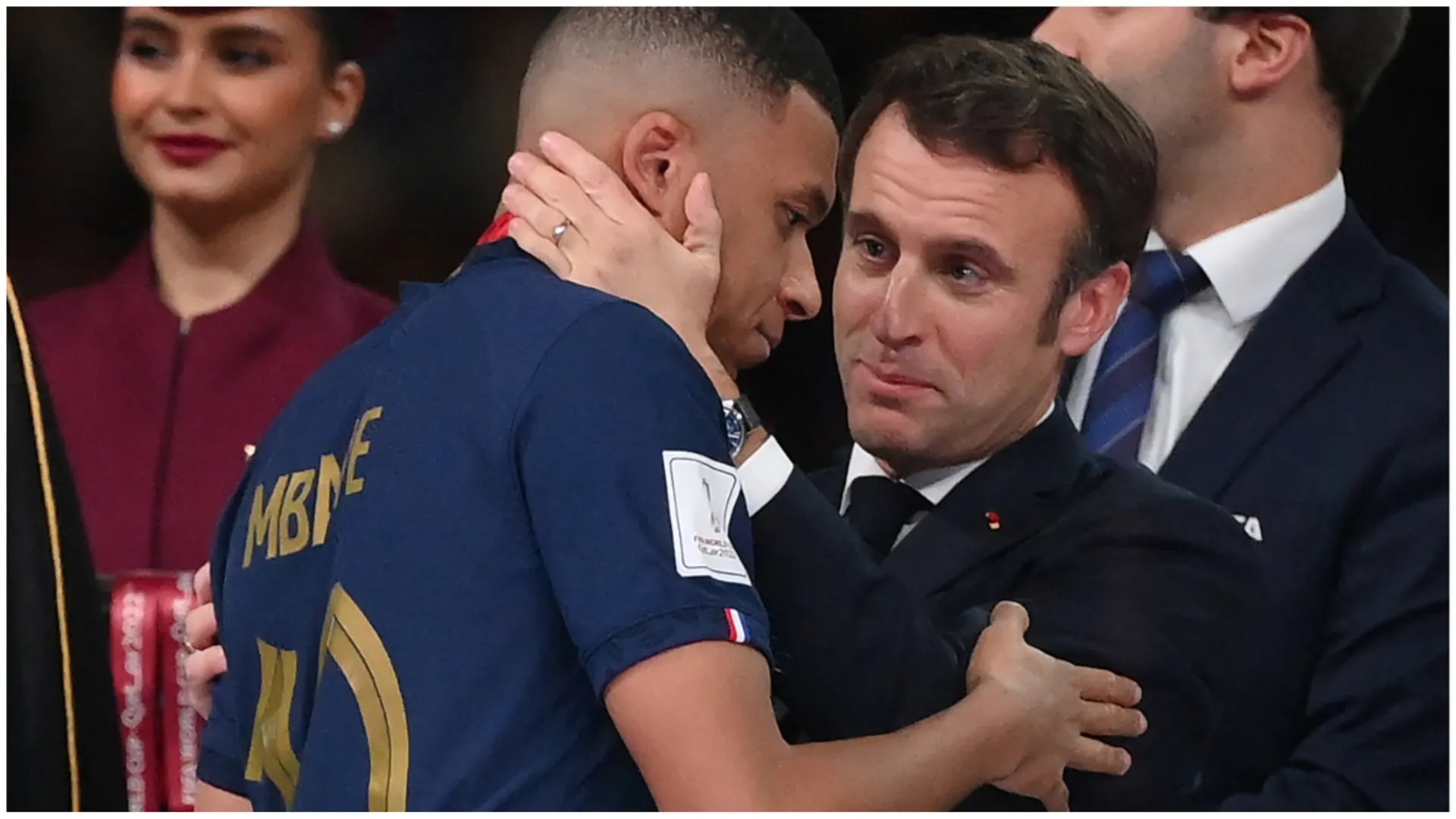 WATCH: UNMISSABLE! French President Emmanuel Macron consoles Kylian Mbappe after FIFA WC final loss