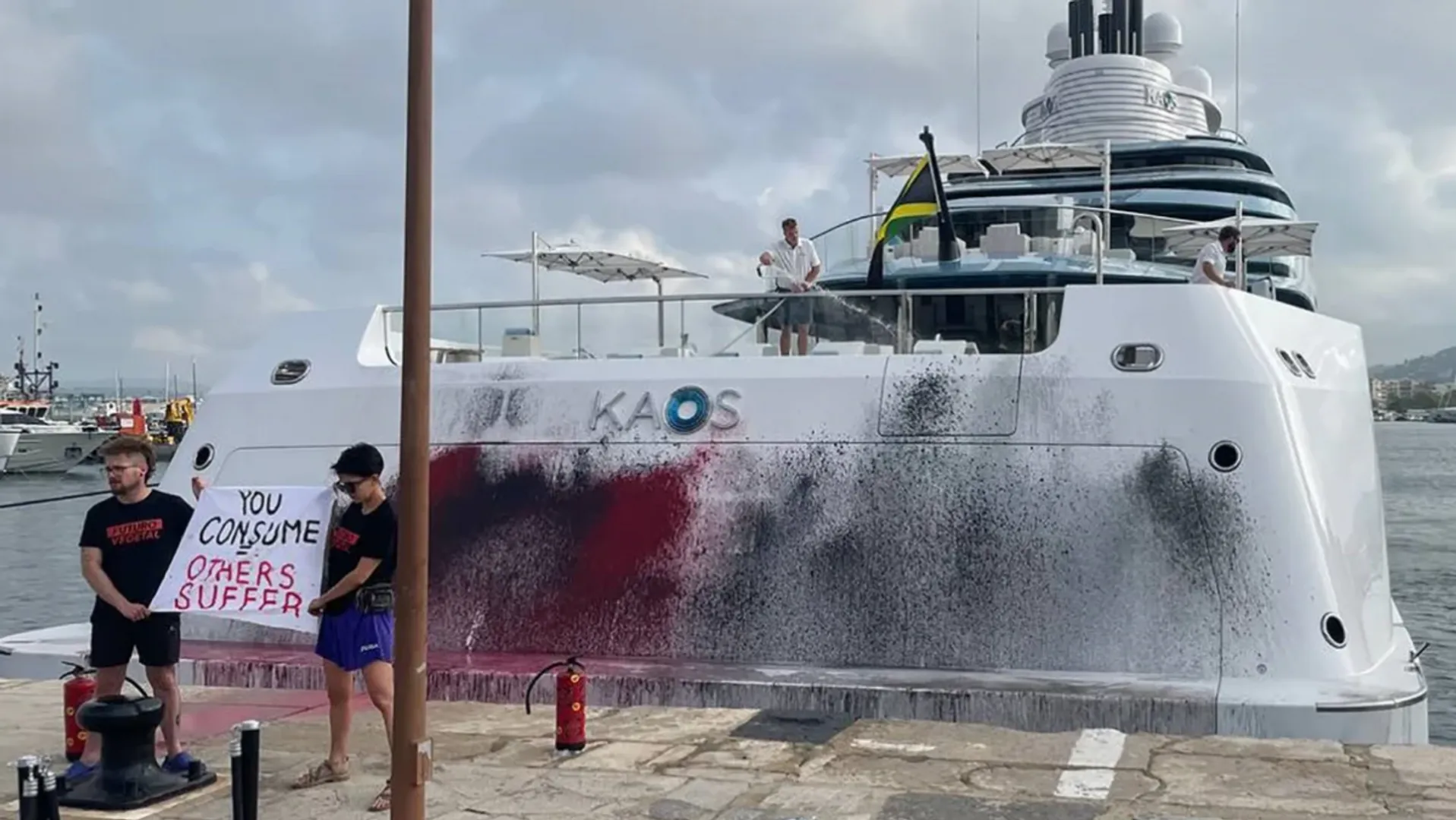 Spanish environmental activists spray-paint Walmart heiress' $300mn superyacht in Ibiza