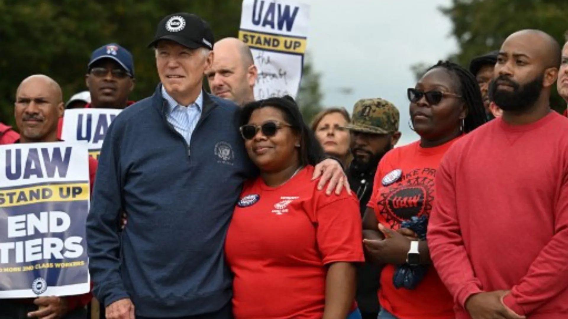 Joe Biden joins striking US auto workers, becomes first US president to visit picket line