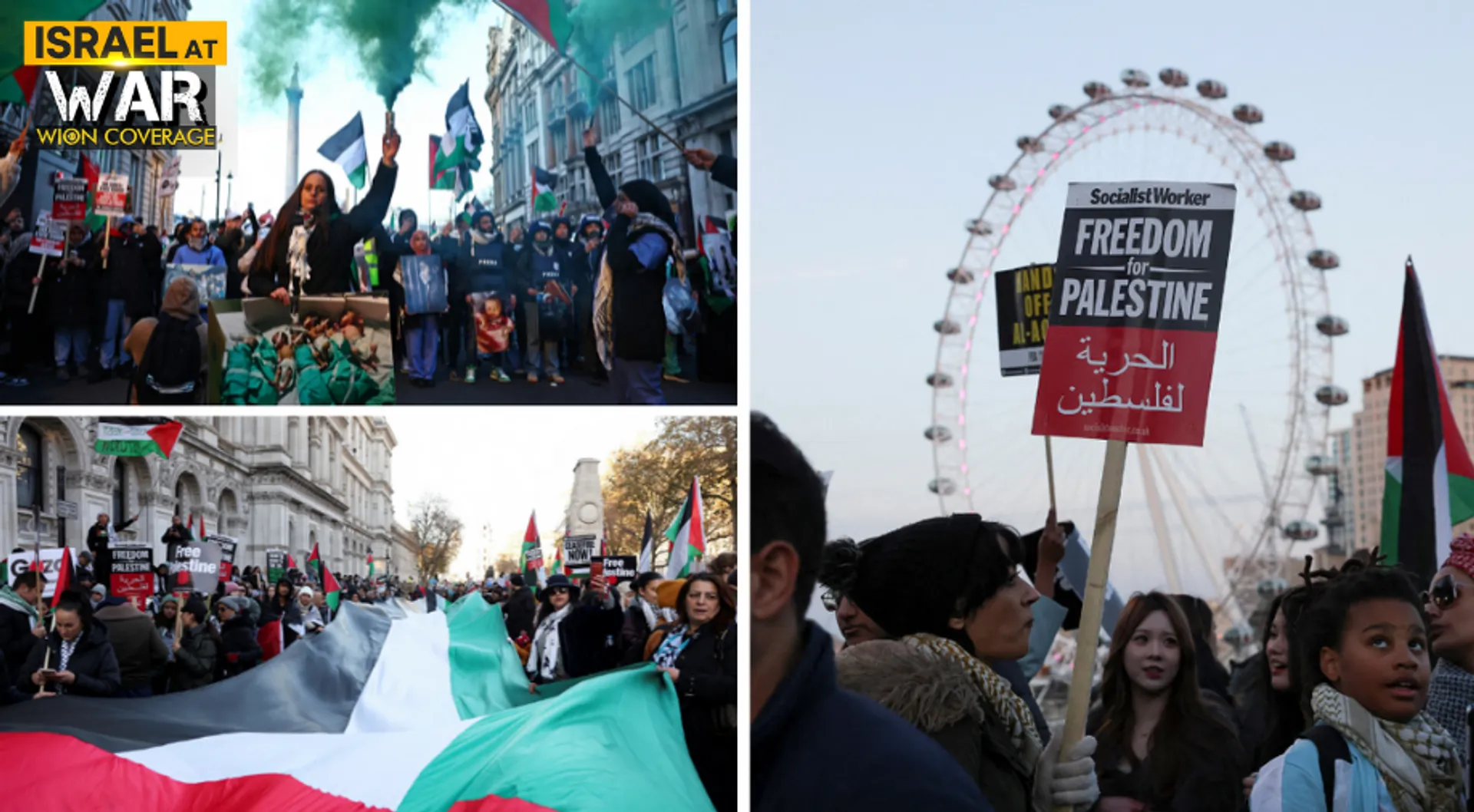 Antisemitic banners displayed during pro-Palestinian march in London, call for permanent ceasefire in Gaza