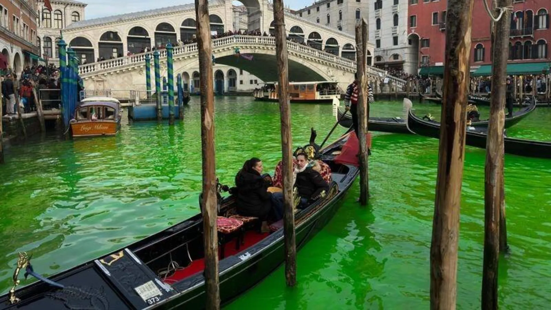 In Pics: Climate activists dye Venice's Grand Canal green in COP28 protest