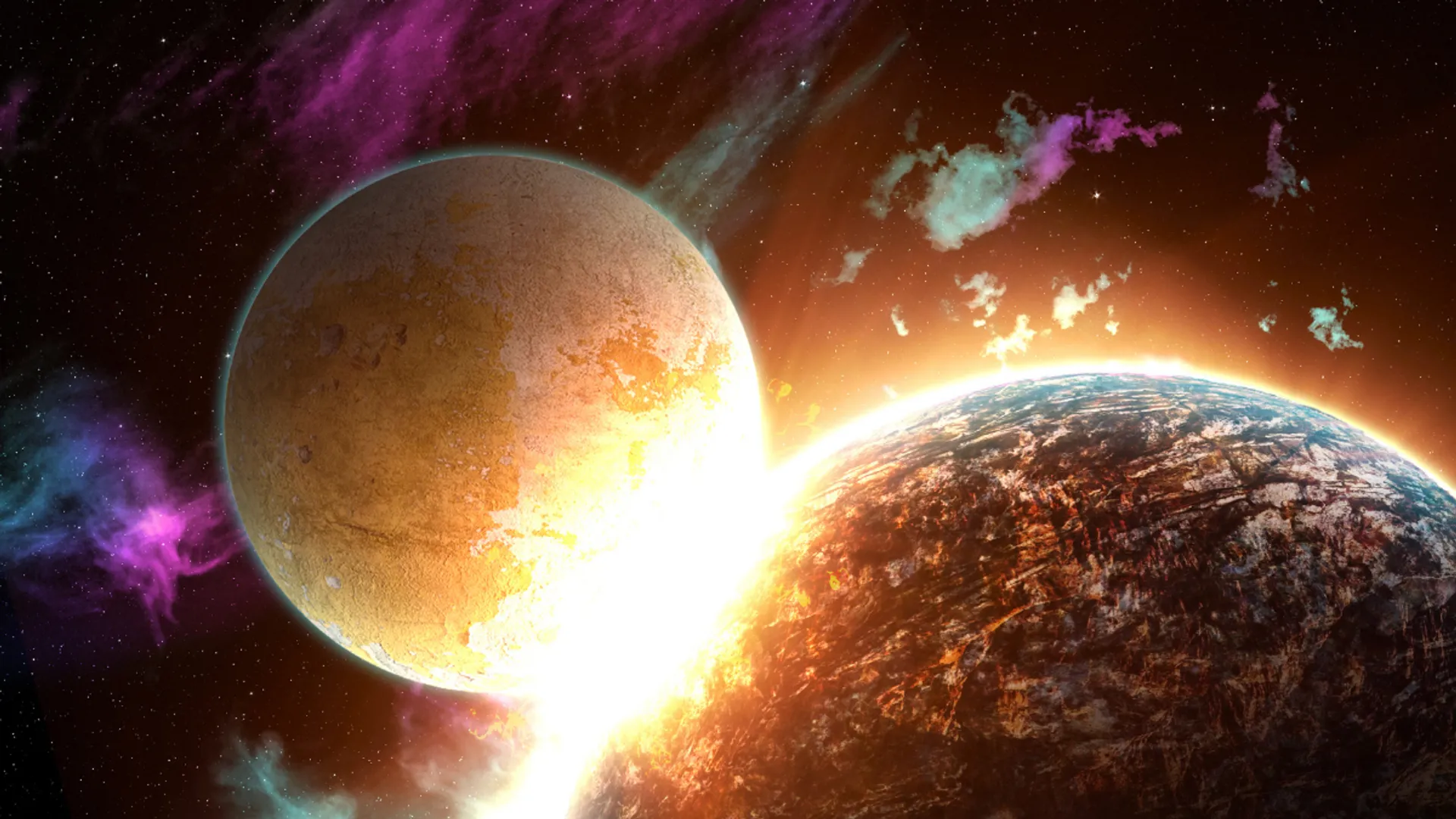 Debris cloud growing in a distant star system after massive collision between two exoplanets