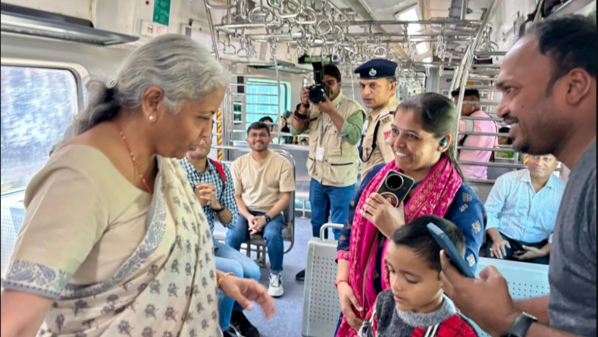 In pics: FM Nirmala Sitharaman surprises Mumbai local train commuters, shares selfies