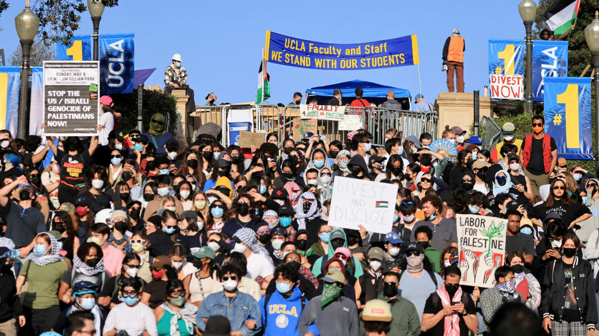 Police and pro-Palestinian protesters clash at UCLA after new encampments erected