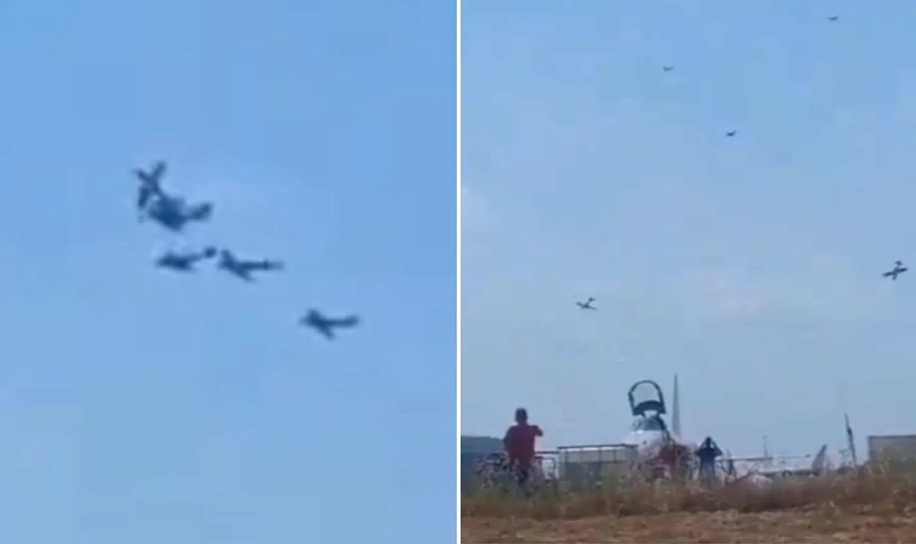 Watch | Mid-air collision claims pilot's life at Portuguese air show