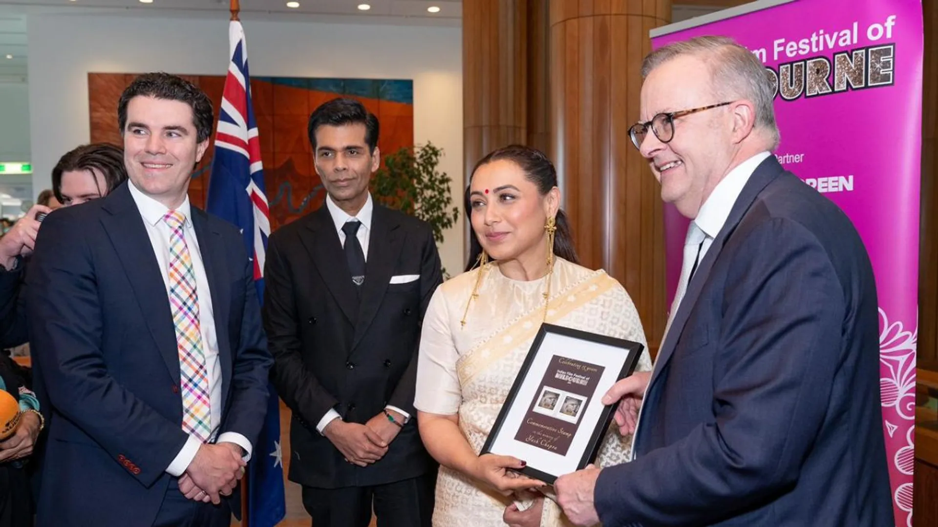Yash Chopra stamp launched at Australian Parliament House; Rani Mukerji expresses gratitude