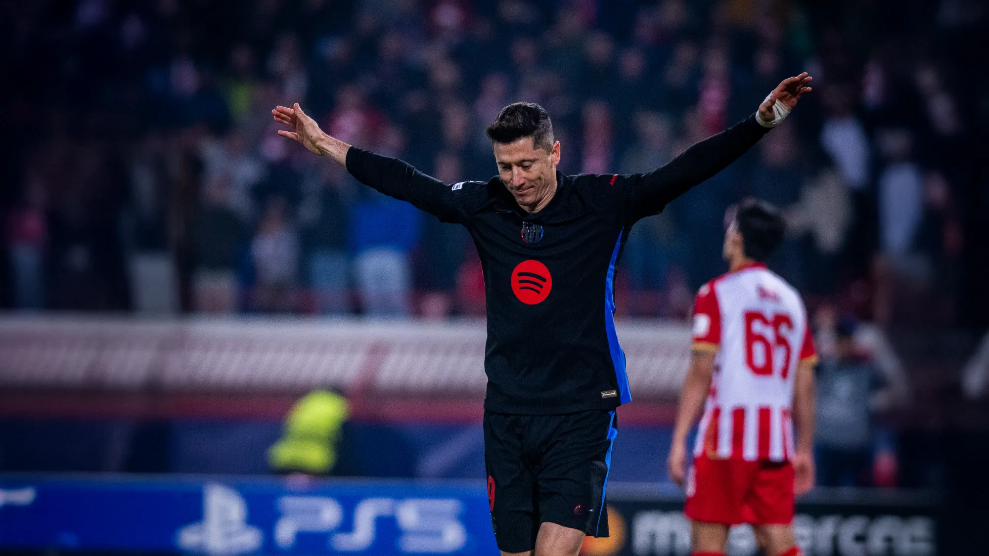 99th Champions League goal for Lewandowski - Crvena vs Barcelona - sportzpoint.com