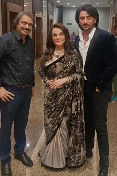 GIEBA event awardee Mumtaz  with star-actor nephew Shaad Randhawa (right)  and sr journalist Chaitanya Padukone
