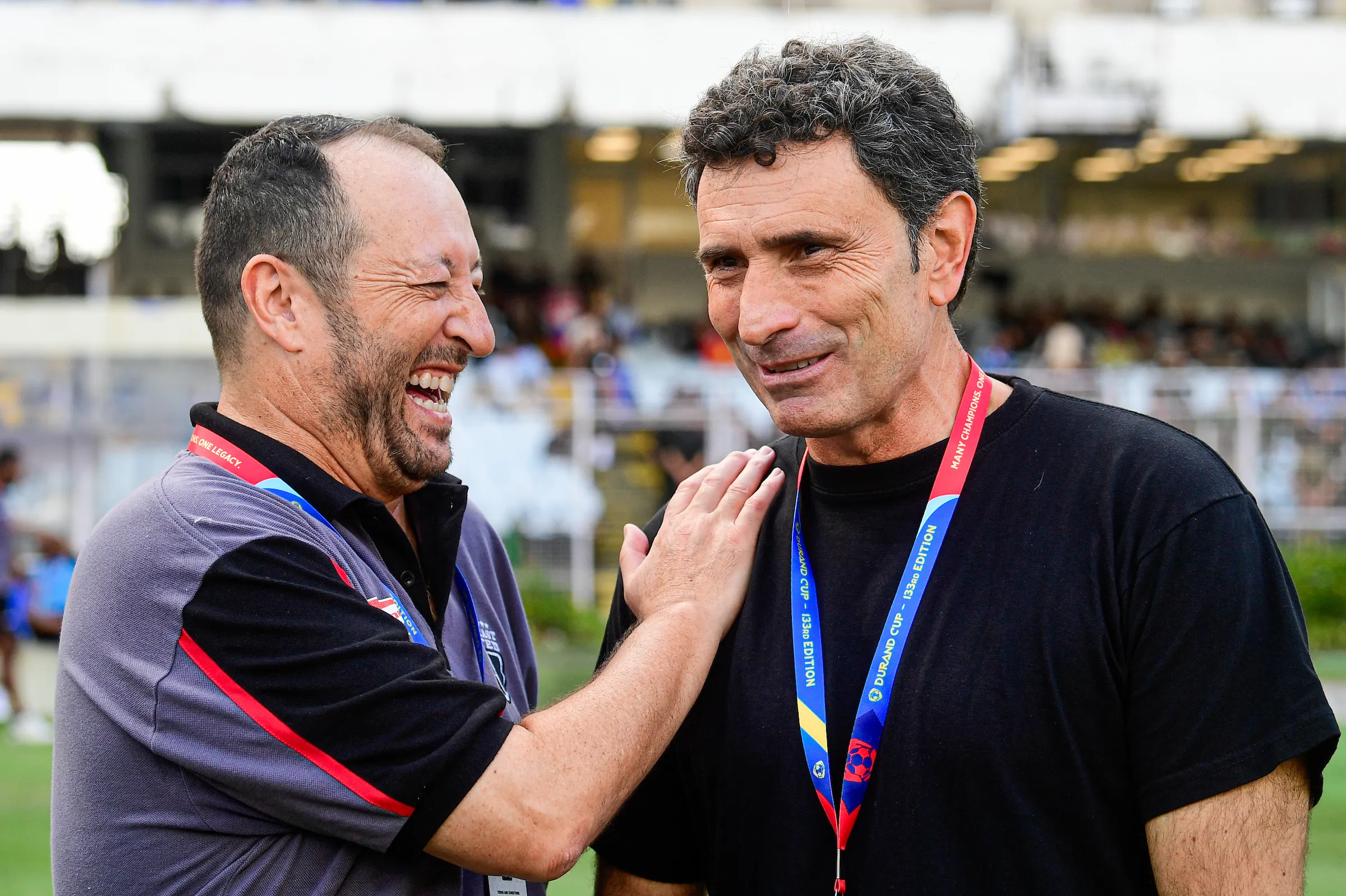 Durand Cup 2024 final LIVE updates - Juan Pedro Benali and Jose Molina share a laugh before the final in Kolkata - sportzpoint.com
