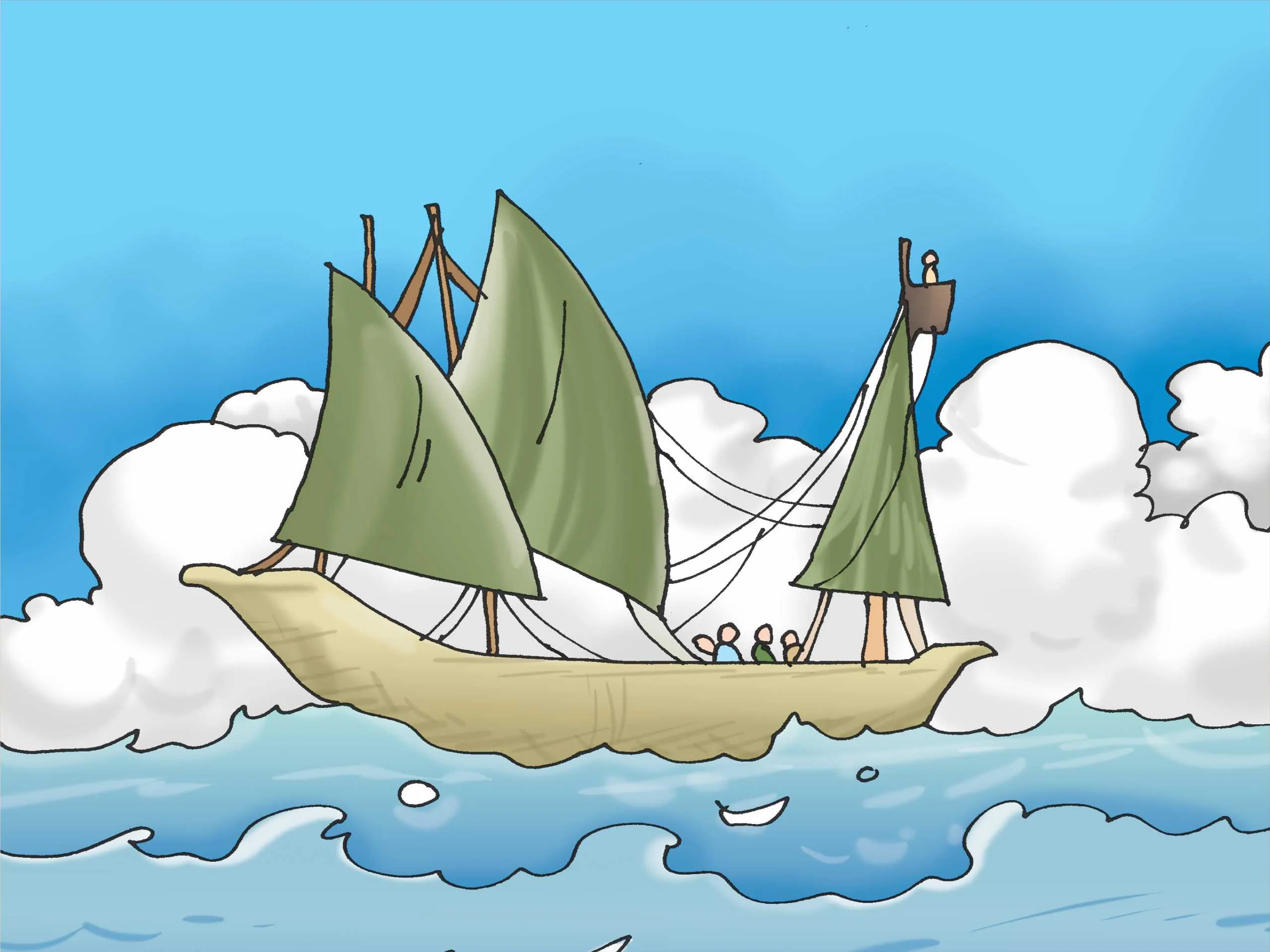 Boat in Sea cartoon image