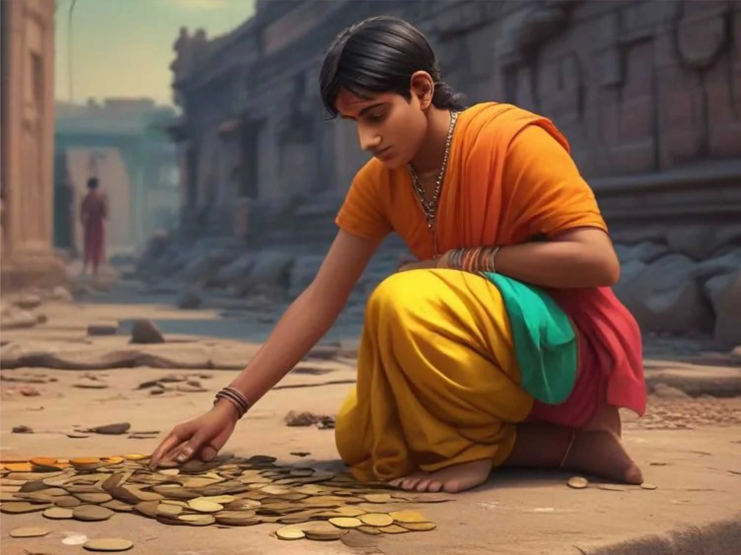 cartoon image of a man collecting coins