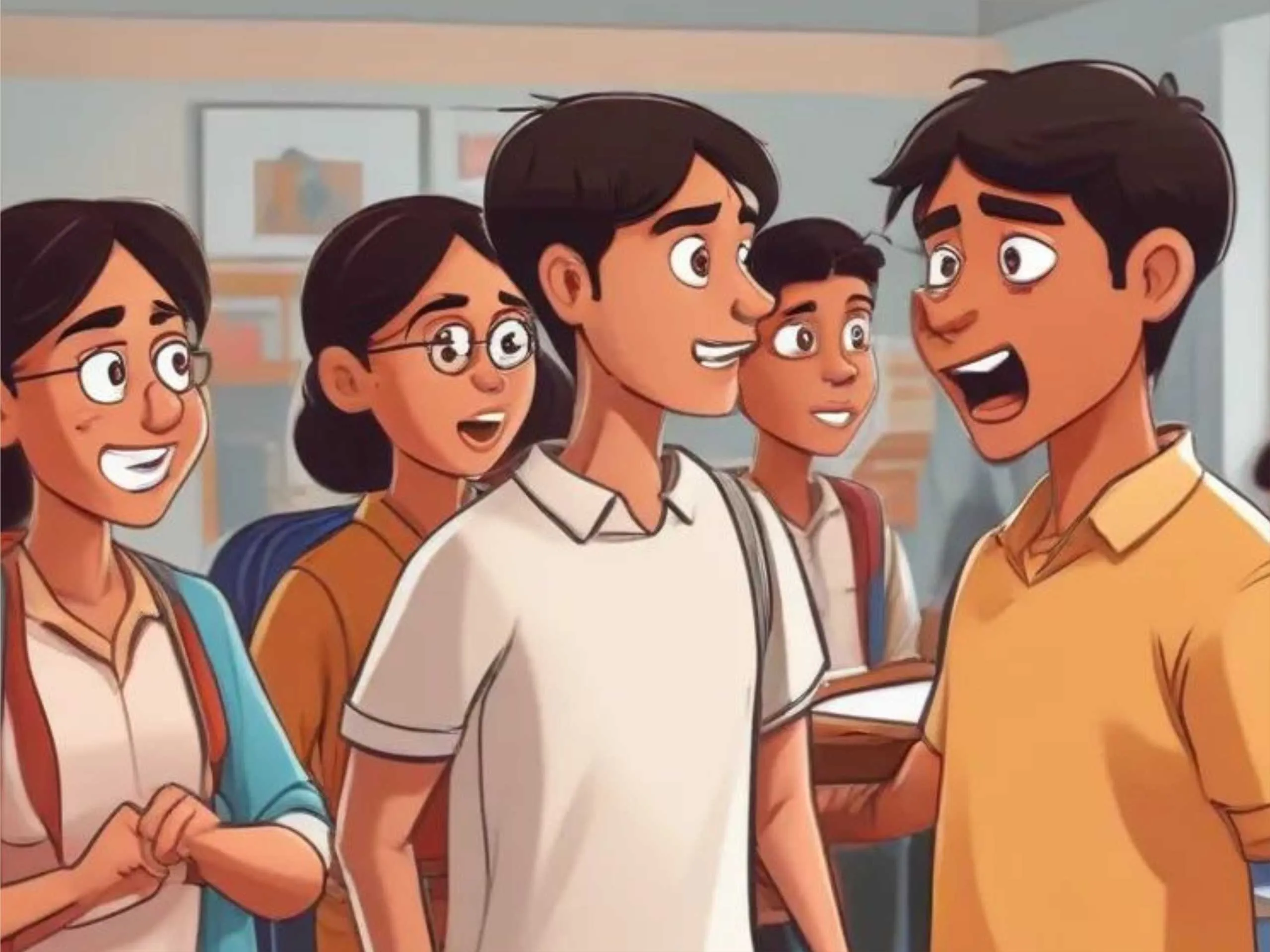 Students in class cartoon image