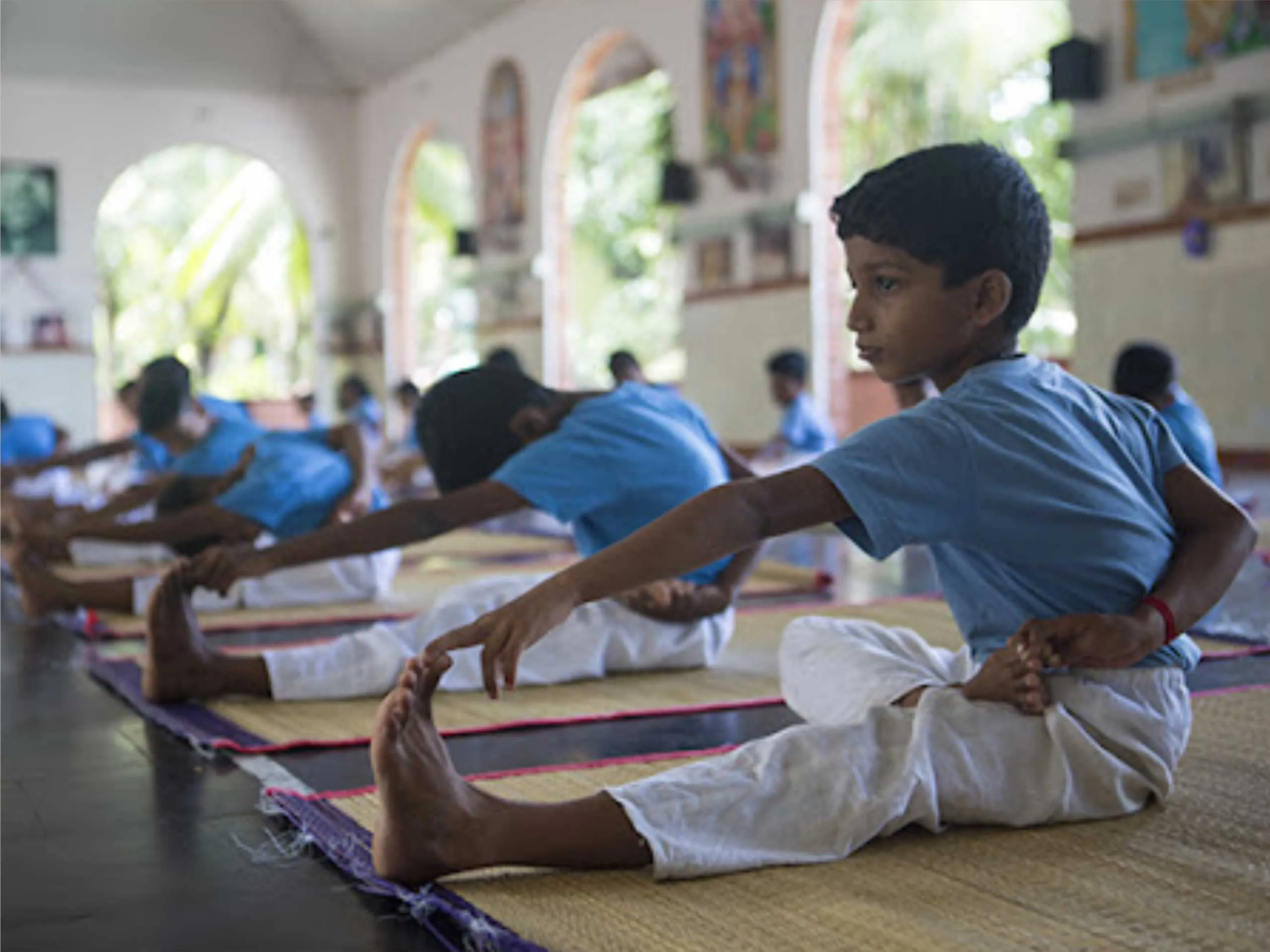 Kids doing yoga