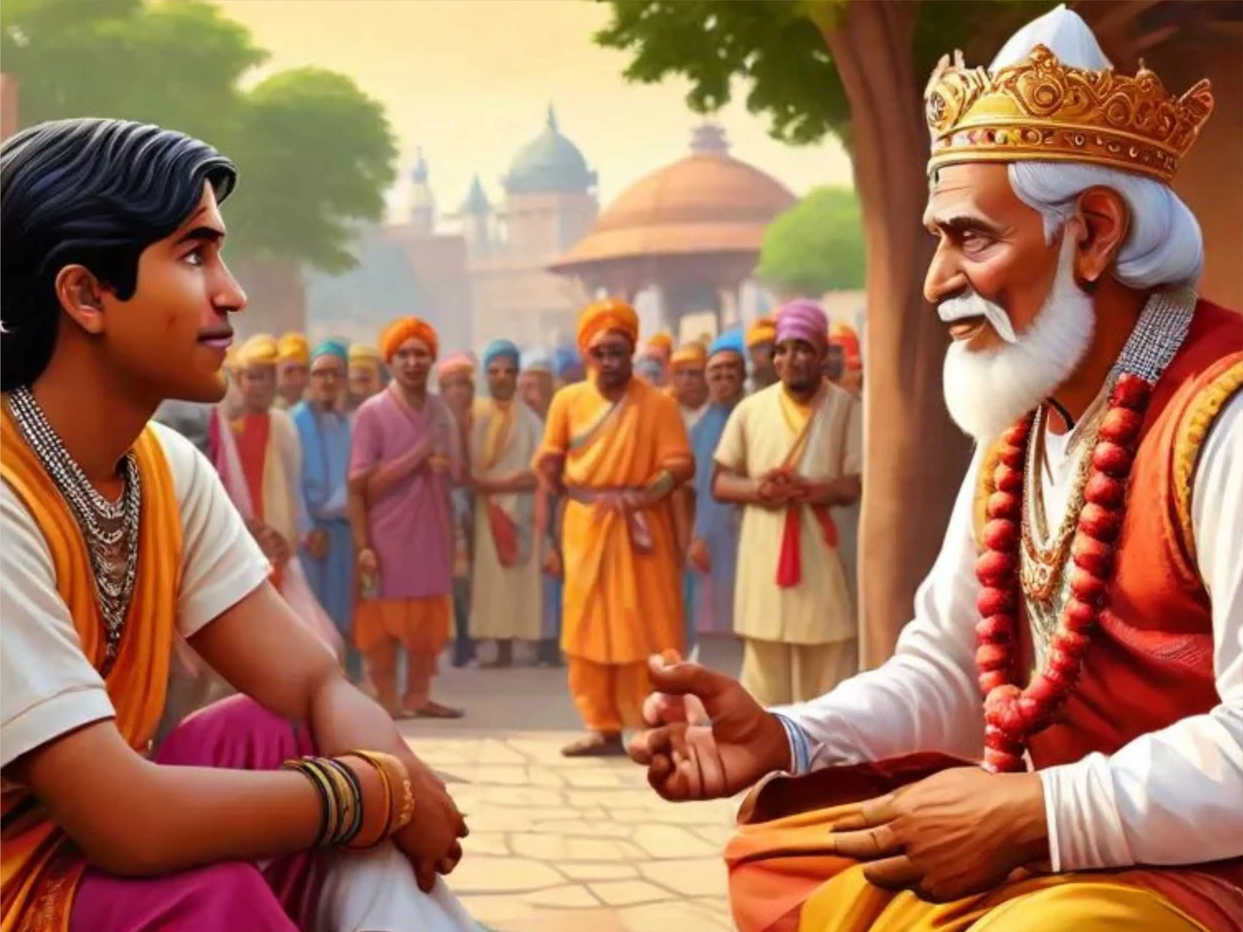 cartoon image of a king talking to a boy
