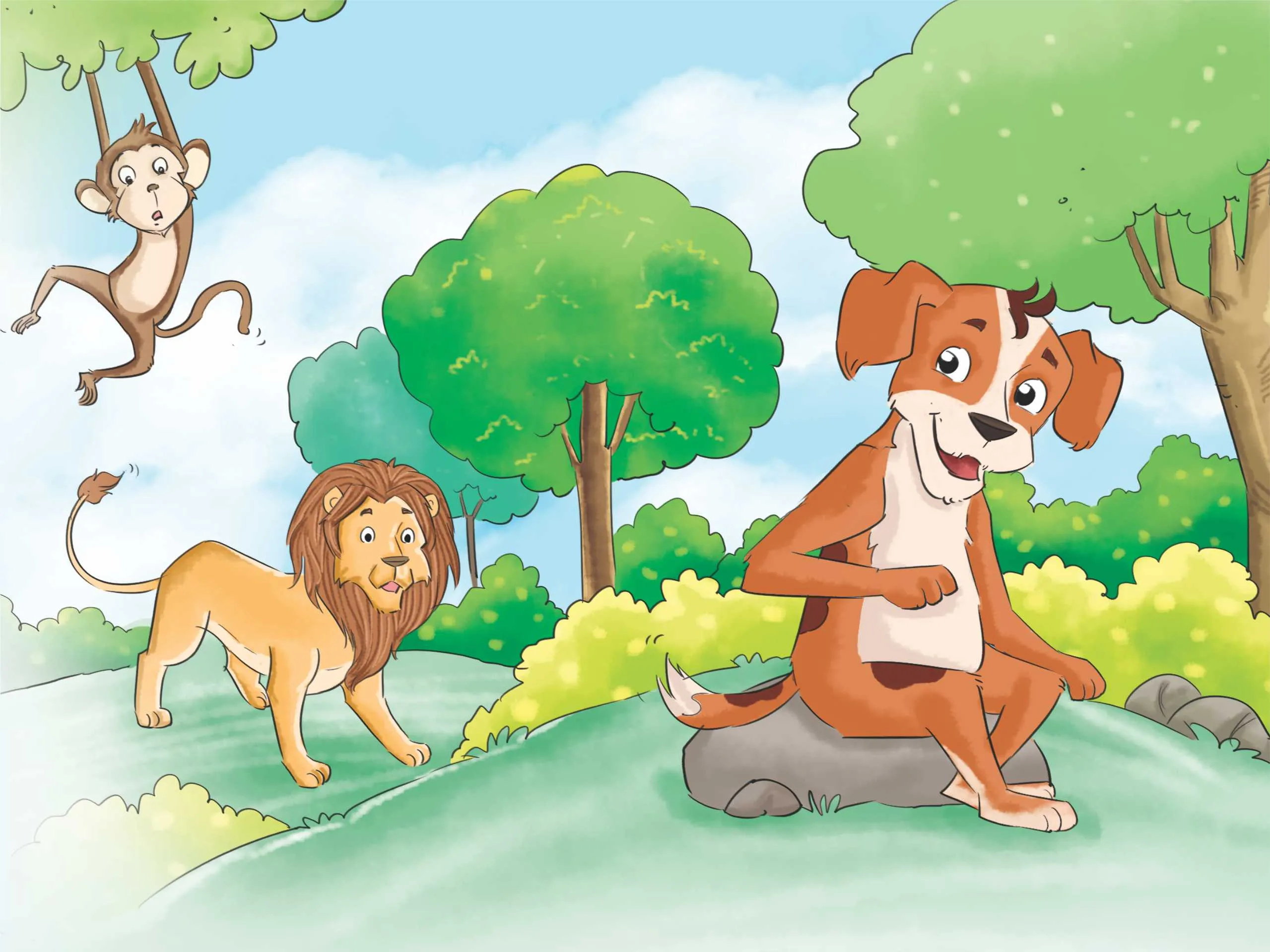 Lion and dog cartoon image