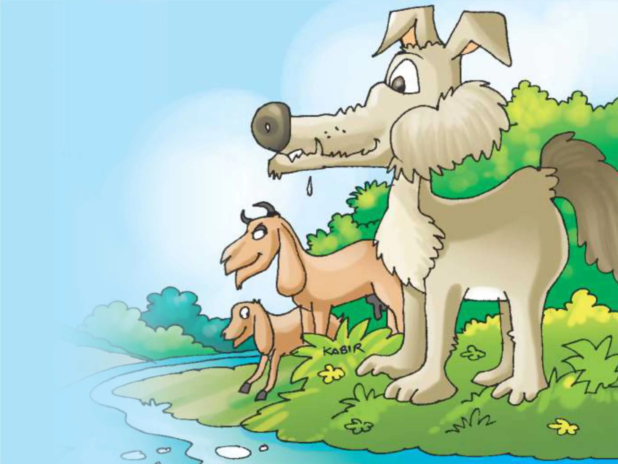 Goat and wolf cartoon image 