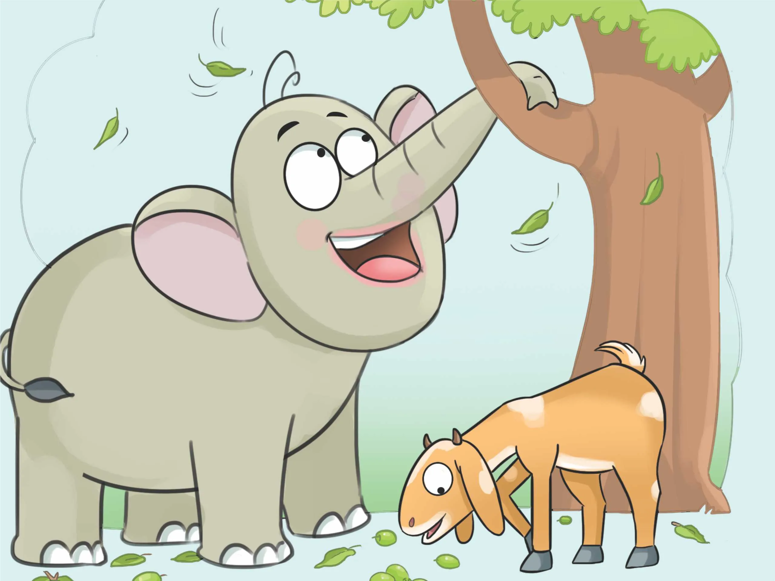 Cartoon image of an elephant with goat