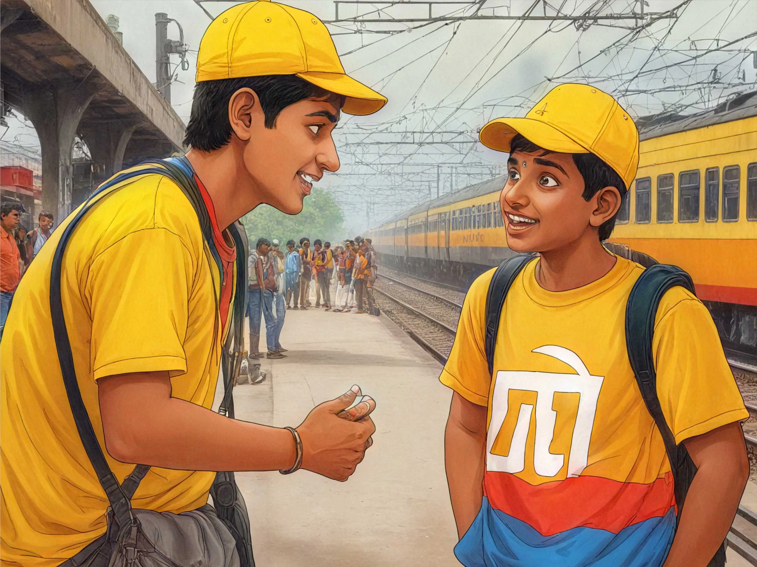 cartoon image of school student talking to his uncle