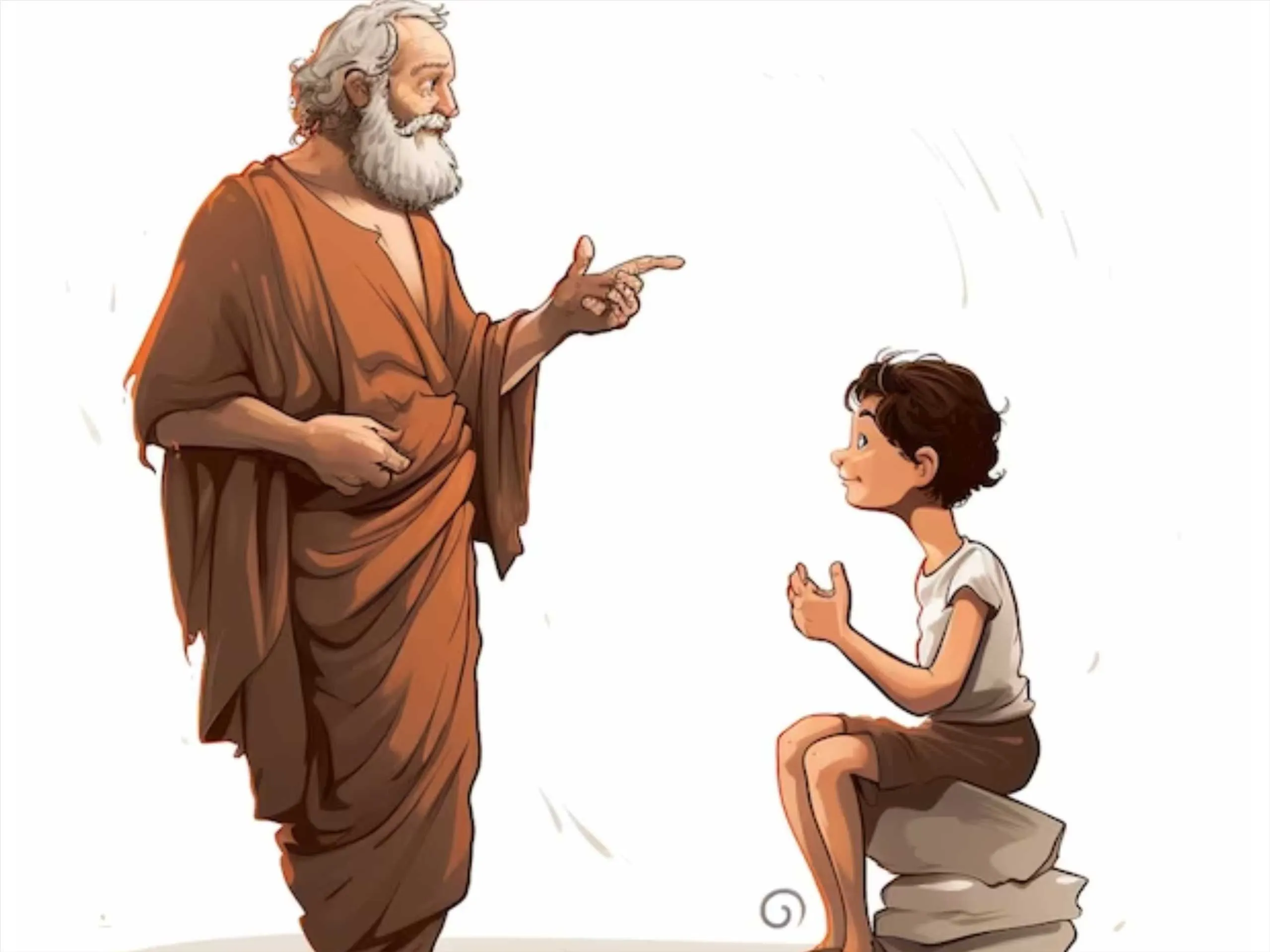 Socrates teaching a boy