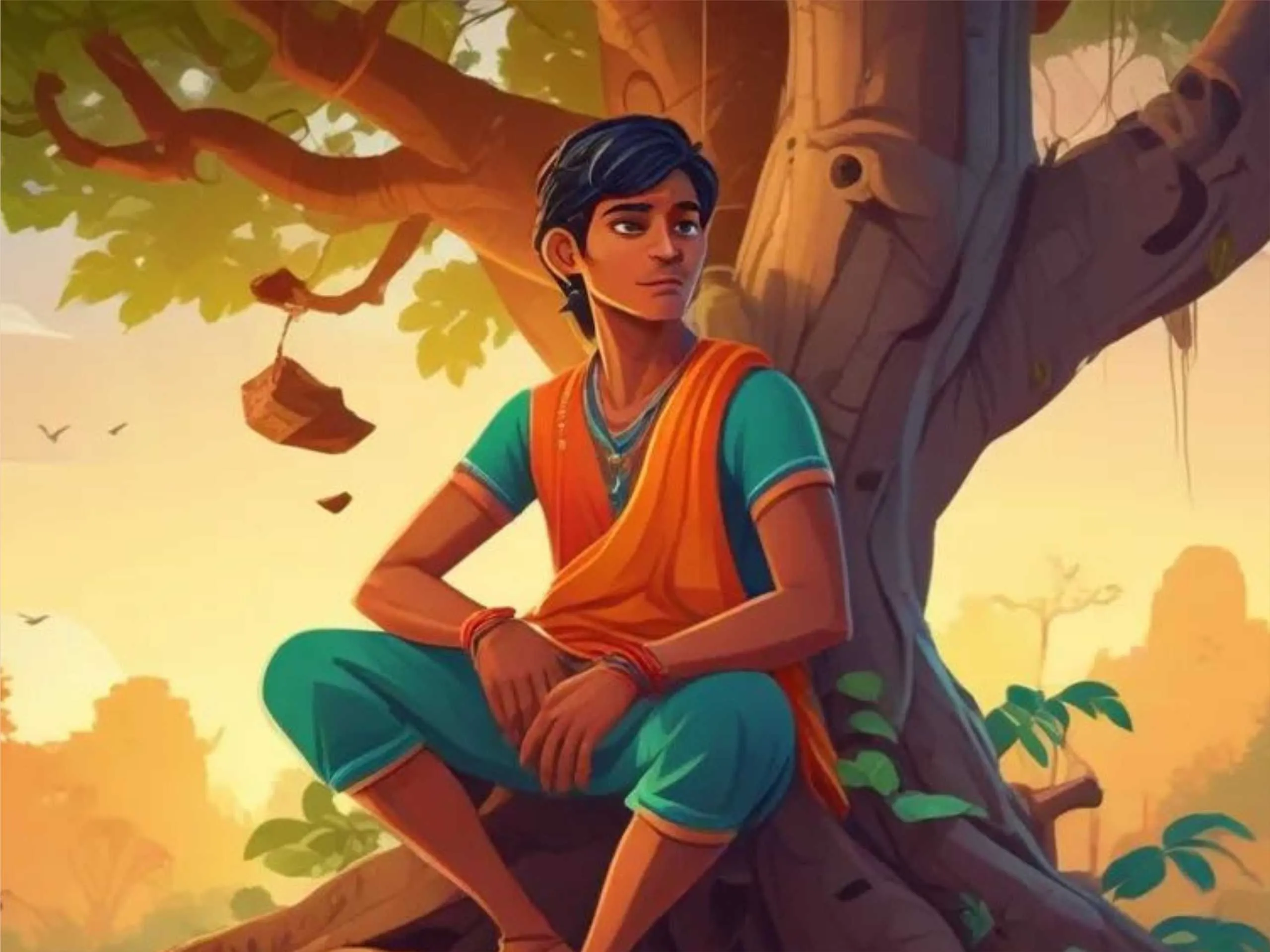 Cartoon image of an indian village boy