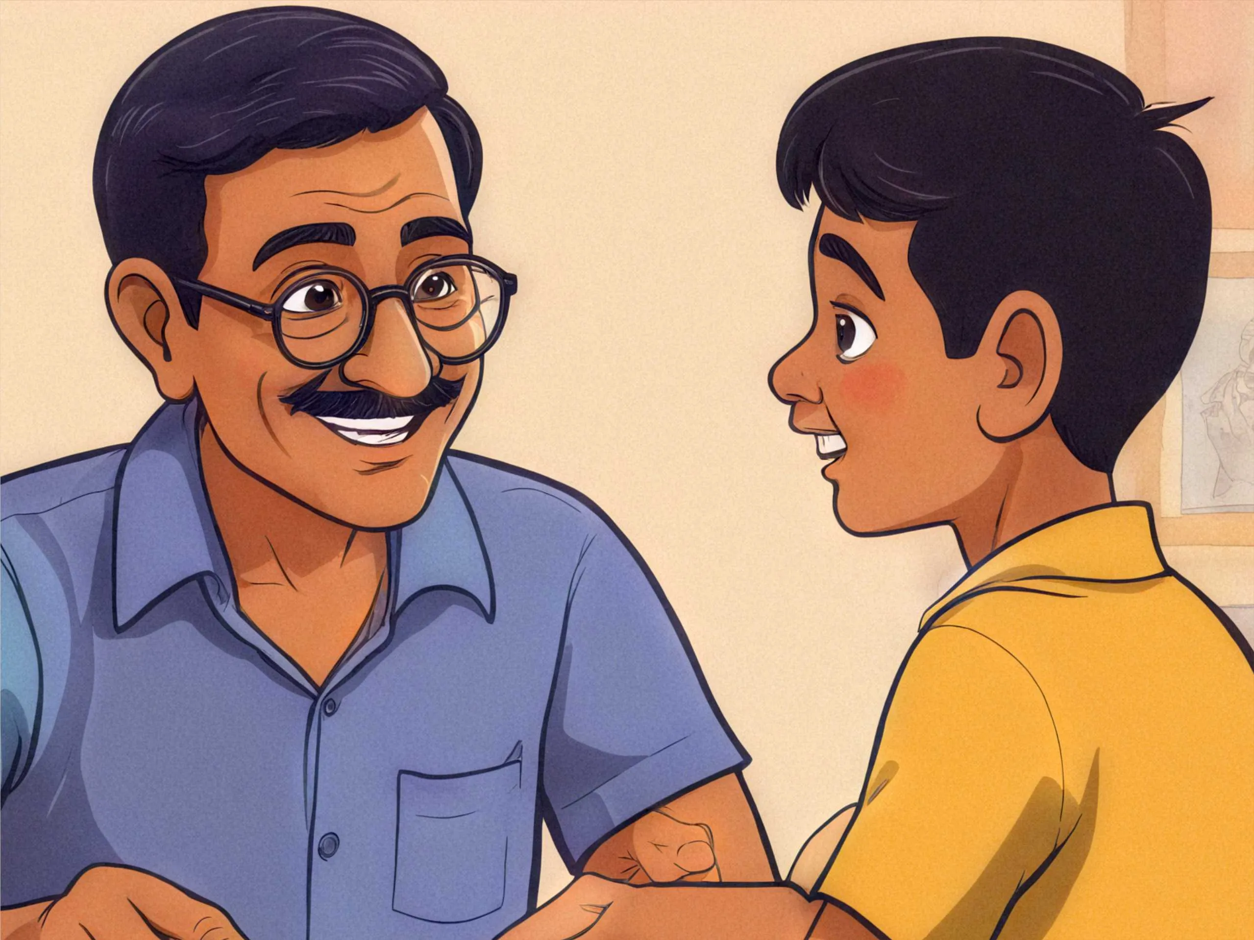 cartoon image of a man explaining to a kid